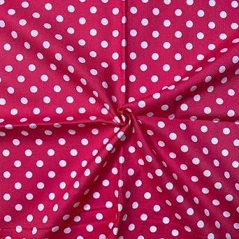 FT Polka Dot Cotton Poplin Fabric 44" Wide Pink on White 1 Yard | 100% Cotton 44-Inch Wide Polka Dot Poplin Fabric for Sewing, Quilting, Kids Crafts, Dressmaking & DIY Projects