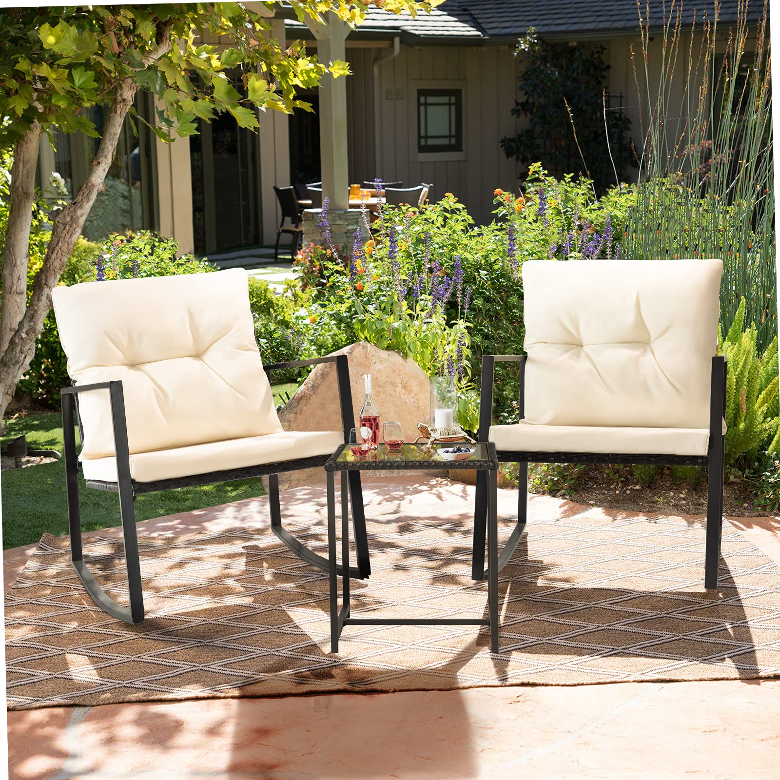 Oakmont 3Piece Outdoor Rocking Chair Patio Furniture Bistro Sets