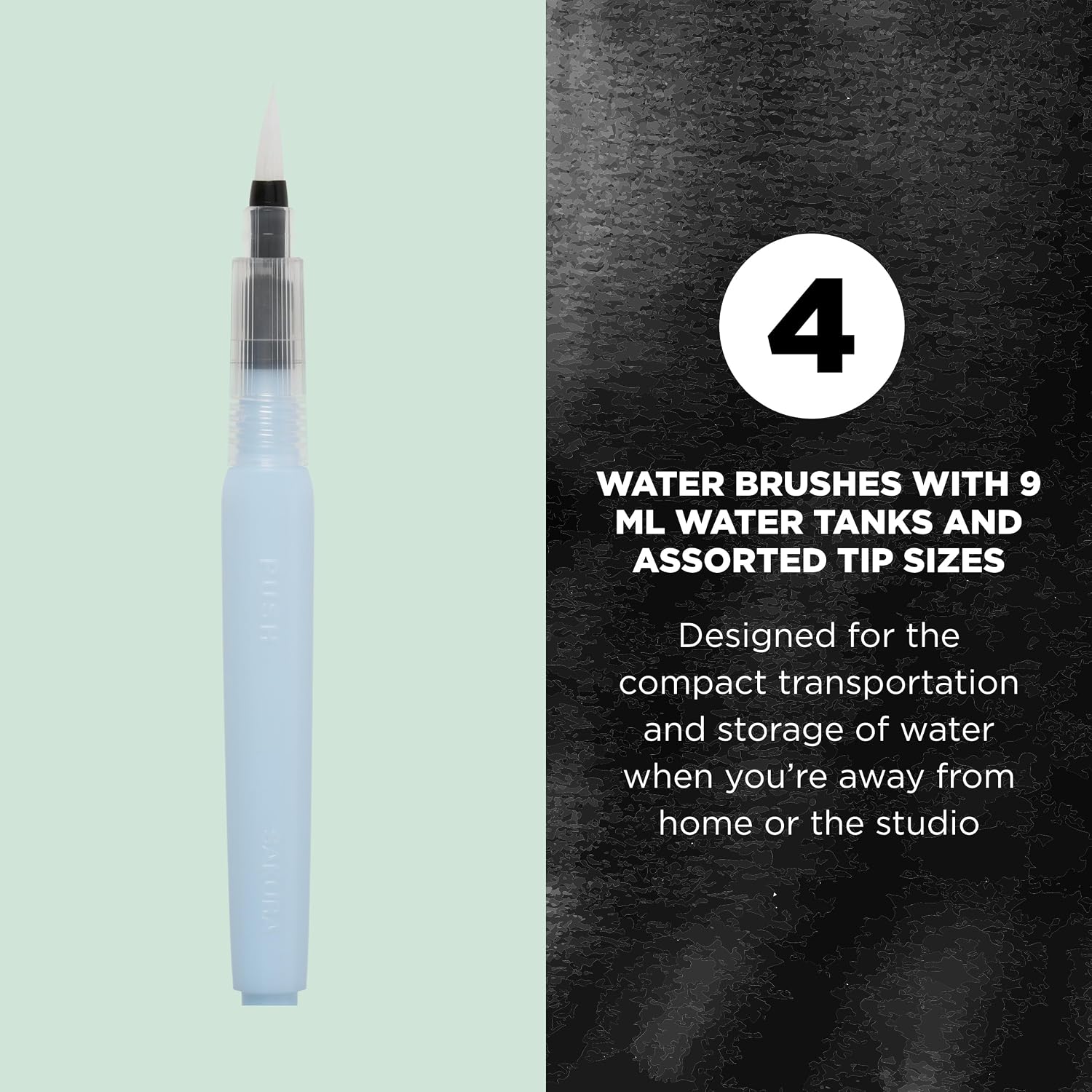 Sakura Koi Water Brush - Brush for Watercolor - 9 ml Tank - 4 Assorted Brush Tips