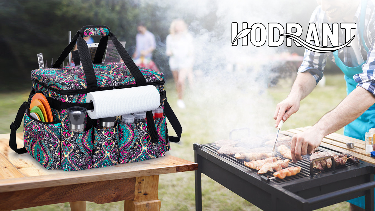 Bolso organizador grande para parrilla con tapa y porta papel miniatura 7