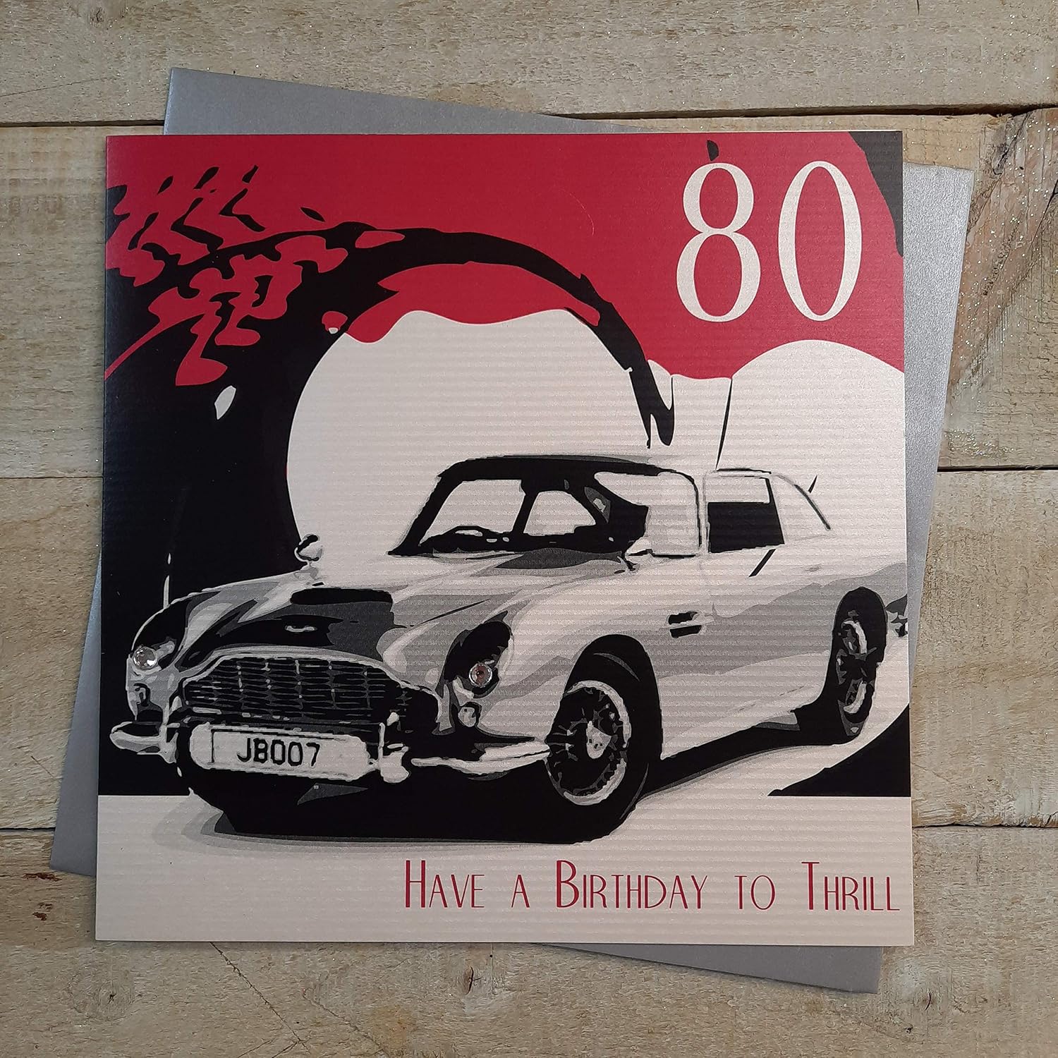 WHITE COTTON CARDS 80 Thrill, Handmade Large 80th Birthday Card (Code XSBA80), 22cm x 22cm