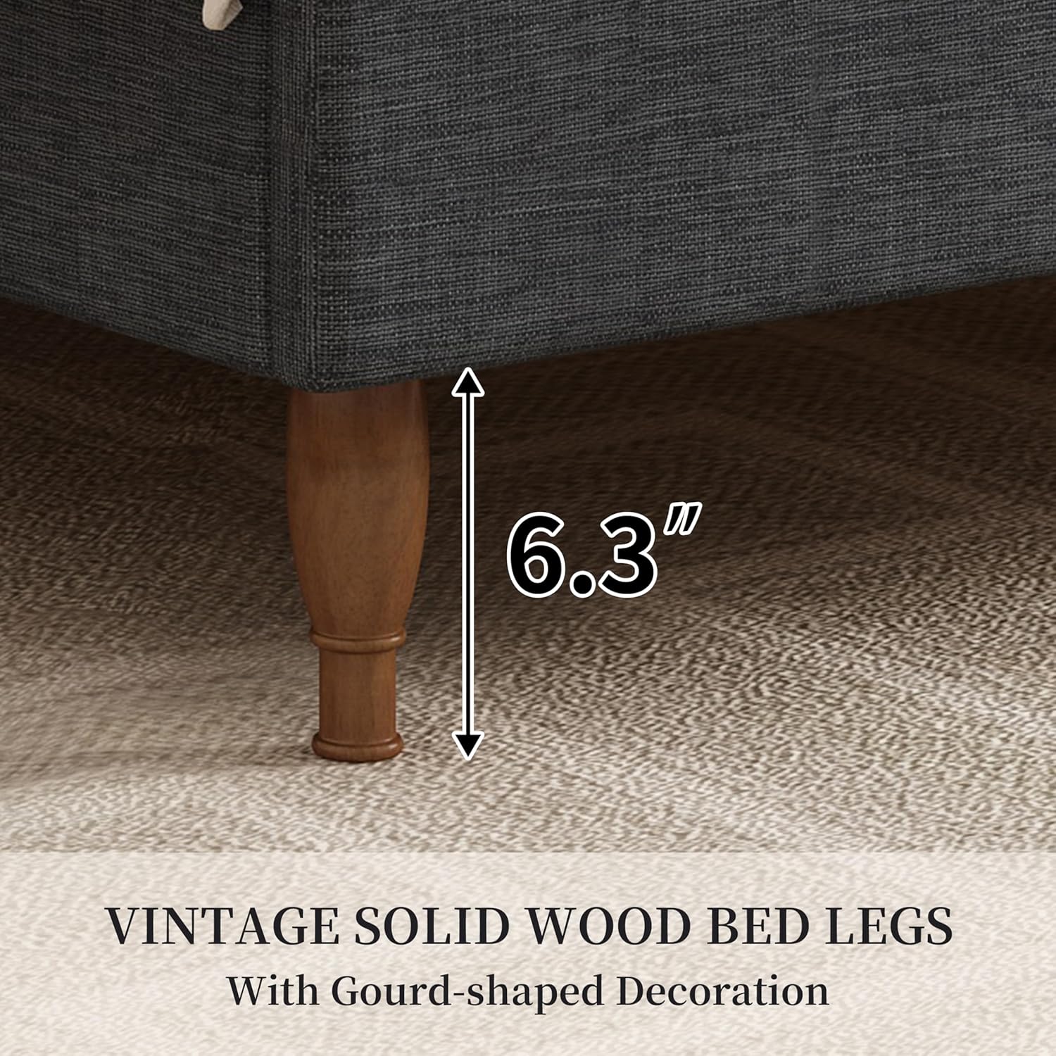 Upholstered Queen Size Platform Bed Frame with 51" Tall Wingback Headboard, Wooden Slat Support, No Box Spring Needed, Easy Assembly, Modern Fabric Bed Frame for Bedroom, Grey