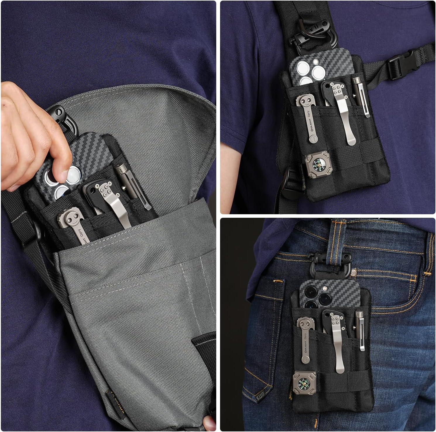 VIPERADE VE23/24/25 EDC Organizer, DIY Patch Pocket Organizer for Men, Multitool Pouch for EDC Gears