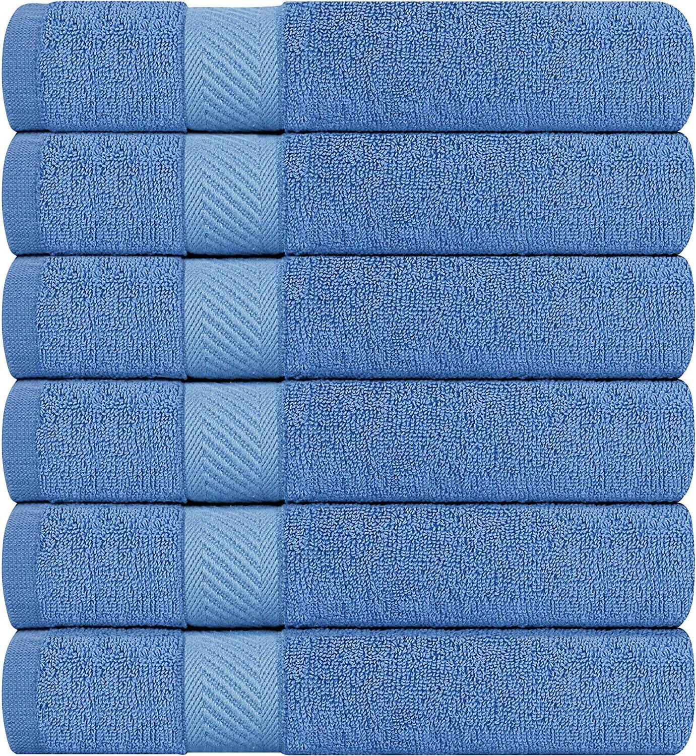 Utopia Towels 6 Pack Small Bath Towel Set, 22 by 44 Inches, 500 GSM 100% Ring Spun Cotton, Lightweight and Highly Absorbent Quick Drying Premium Towels for Hotel, Spa and Bathroom, Light Blue