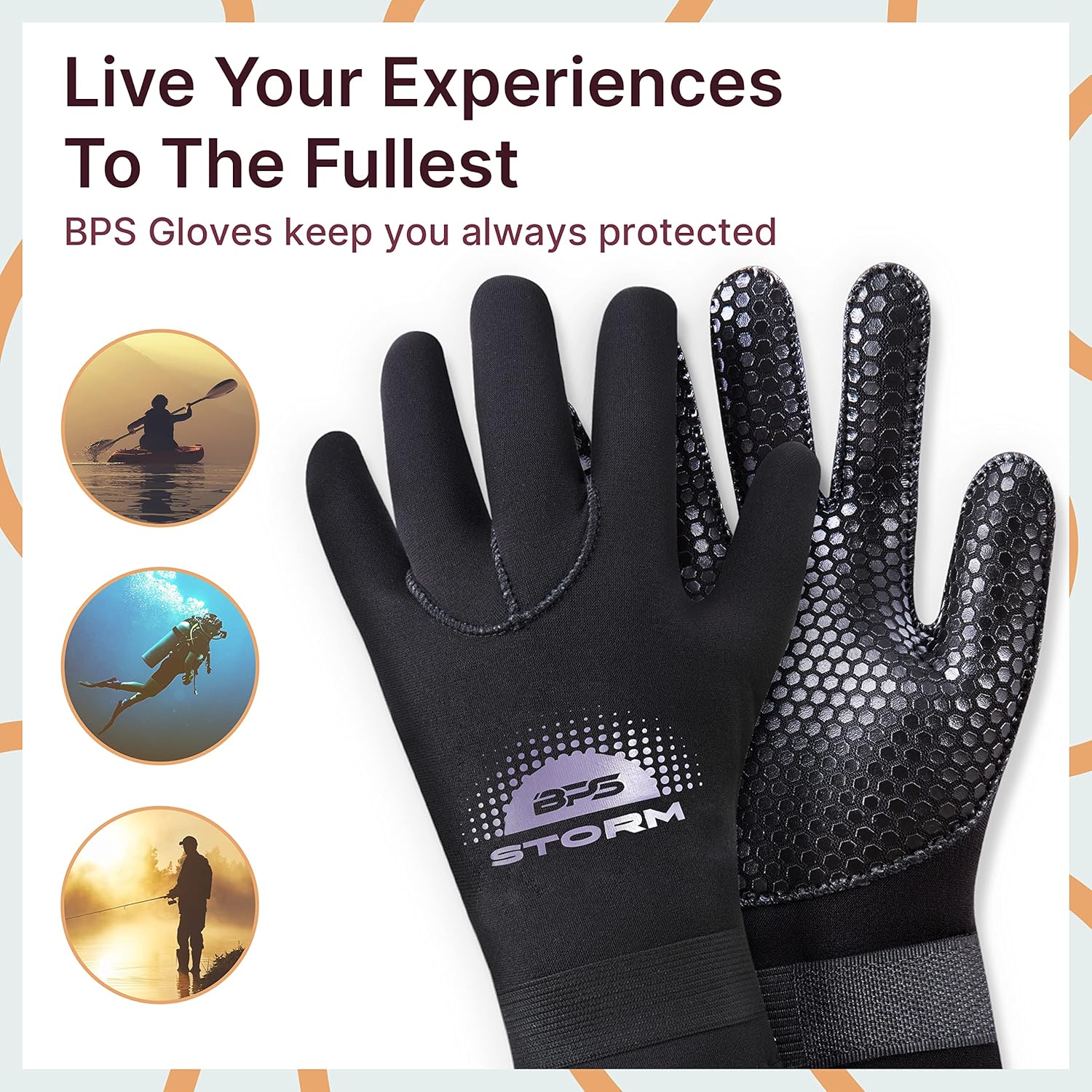 BPS Water Gloves, 3mm & 5mm Neoprene Five Finger Wetsuit Gloves for Diving, Snorkeling, Kayaking, Surfing, Winter, Canoeing, Kayaking and Other Water Sports : Sports & Outdoors