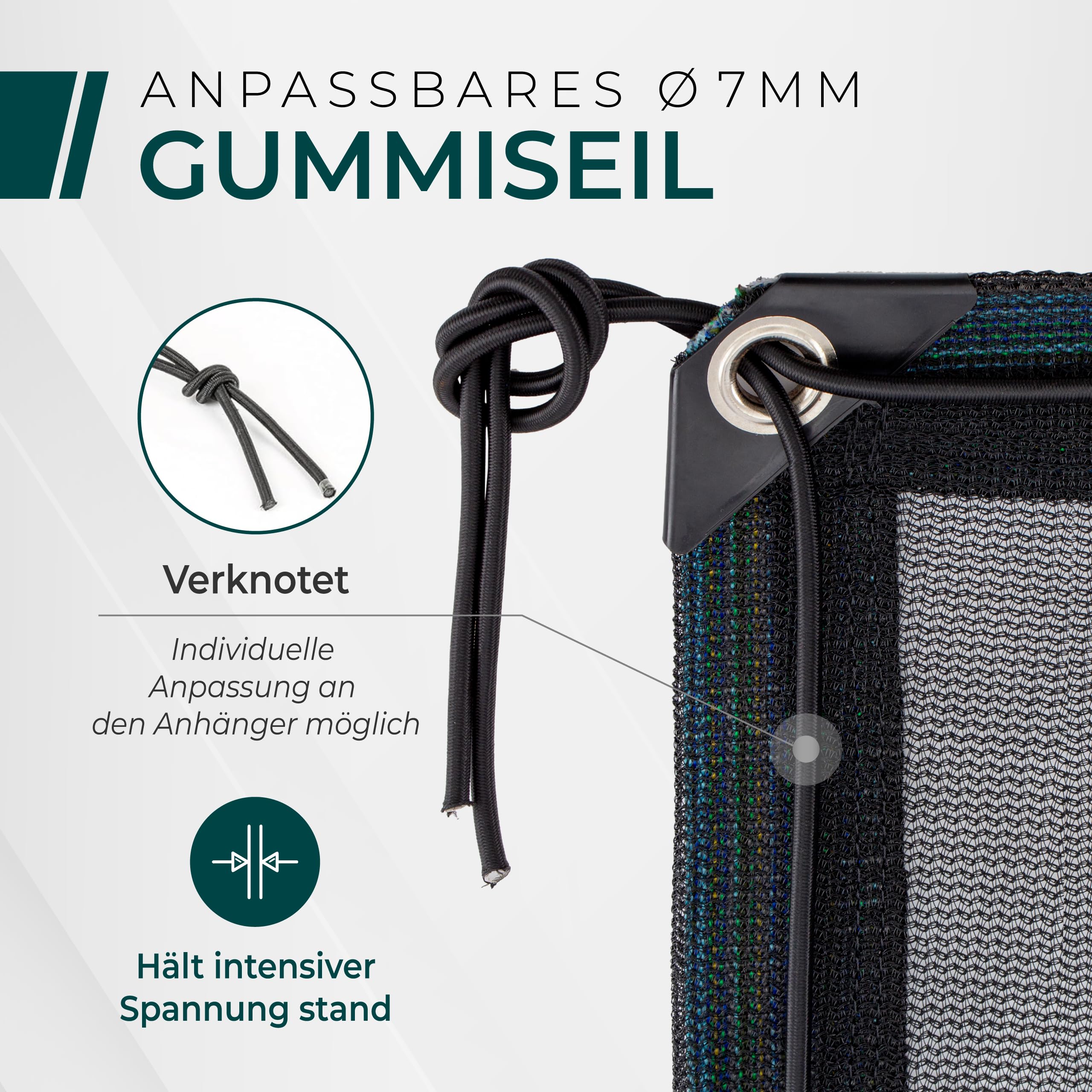 CargoVA® Anhängernetz Feinmaschig 2x3m [DEKRA Geprüft] - Abdecknetz mit Gummiseil - Ladungssicherungsnetz für Anhänger - Laubnetz StVO-Konform