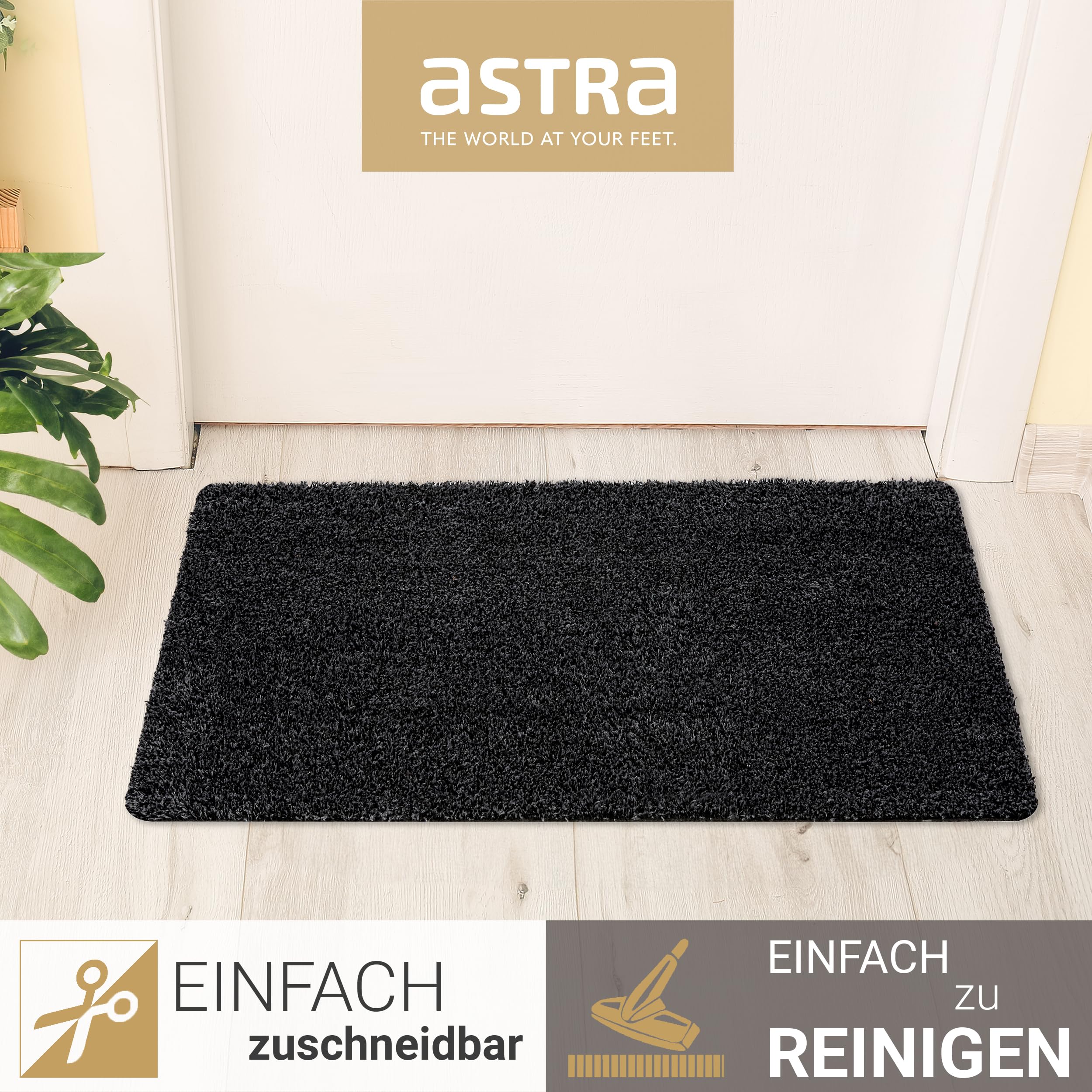 Rutschfeste Fußmatte innen waschbar - Schwarz / grau 2er Set 60 x 100 cm