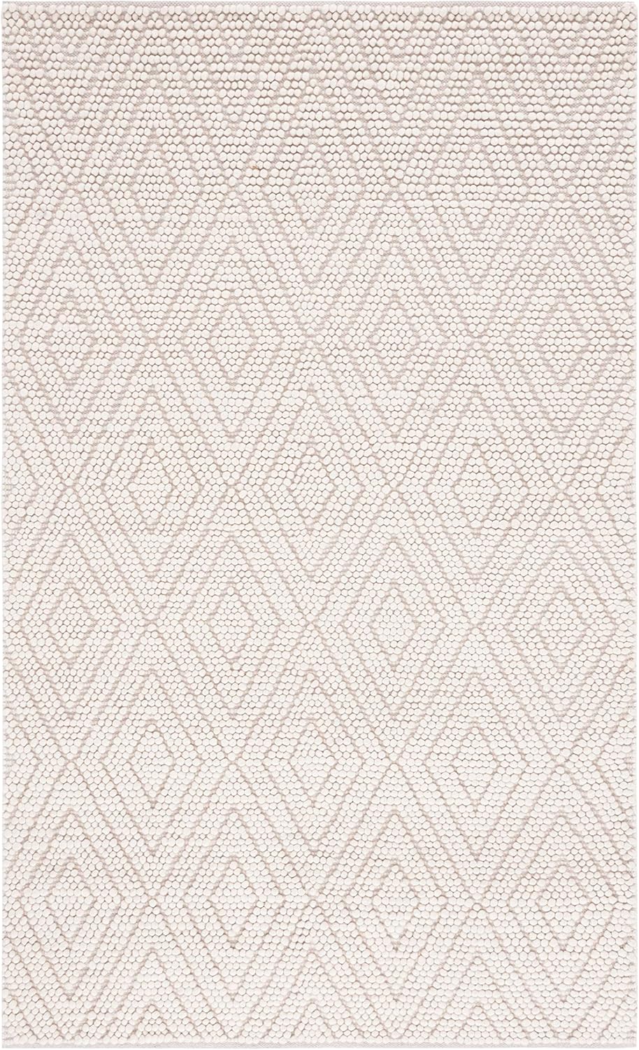 Ivory Handwoven Wool 4' x 6' Rectangular Area Rug