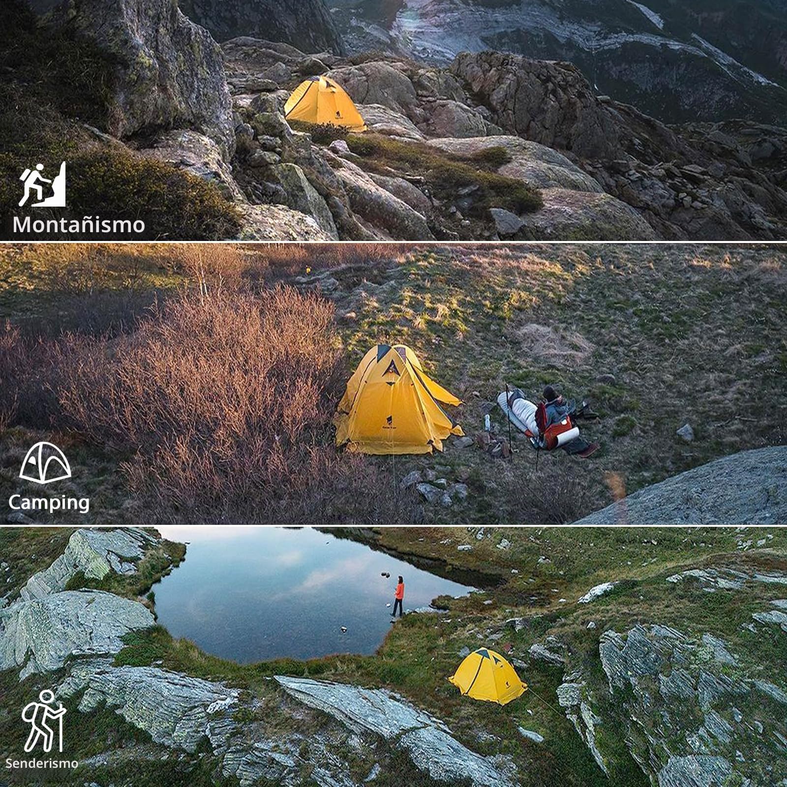 GEERTOP Tienda de campaña para 2 Personas, 4 Estaciones Impermeable Doble Capa Tienda de Camping para Caza, Senderismo, Escalada, Viajes, fácil configuración