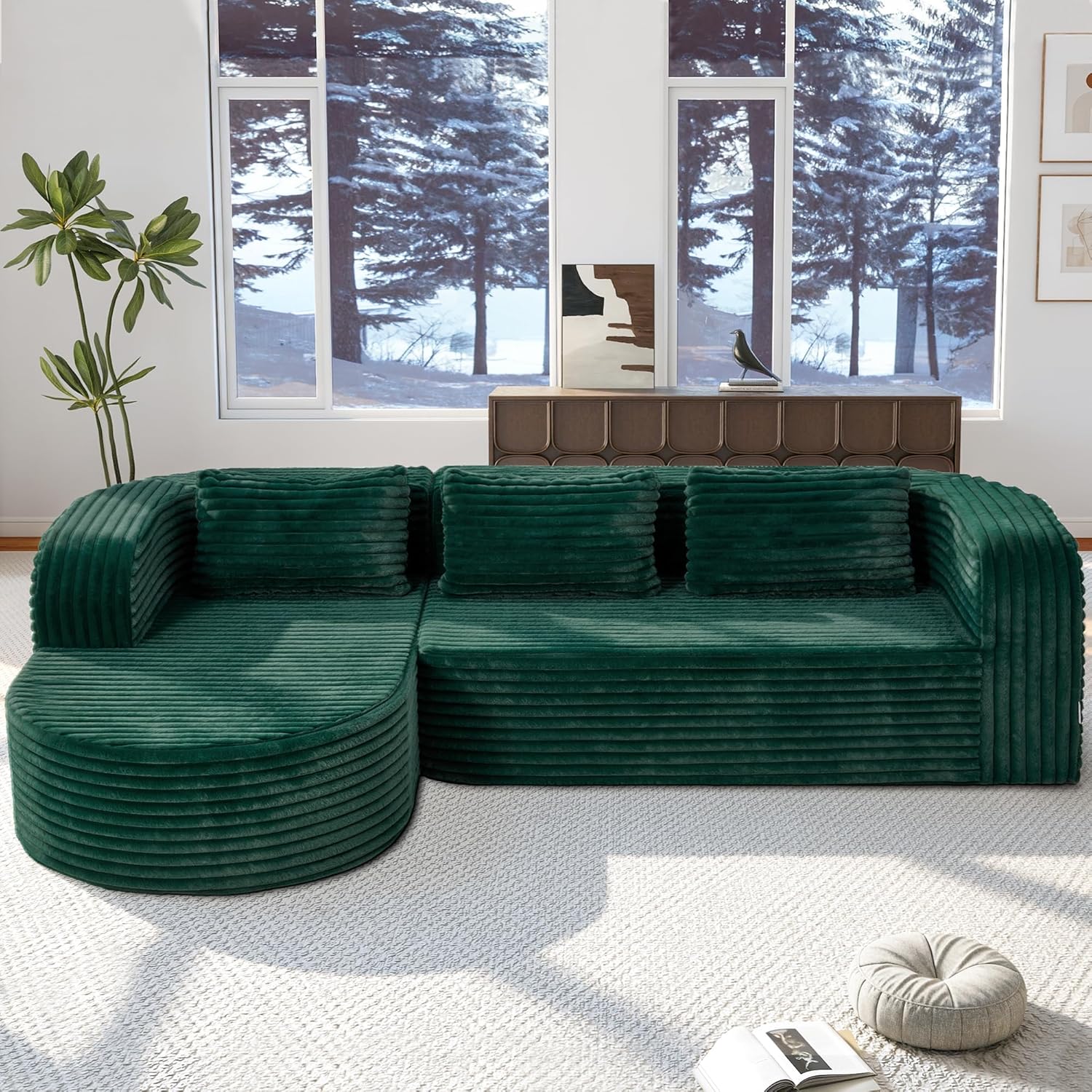 Hobestluk 96″ Cloud Sectional Couch Modern Boneless Couch 3