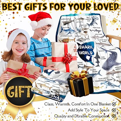 Miniatura 2 de Buyyet Manta de franela de tiburón para niño y niña, regalo único, manta de tiburón para decoración de habitación de adolescentes y niños, manta