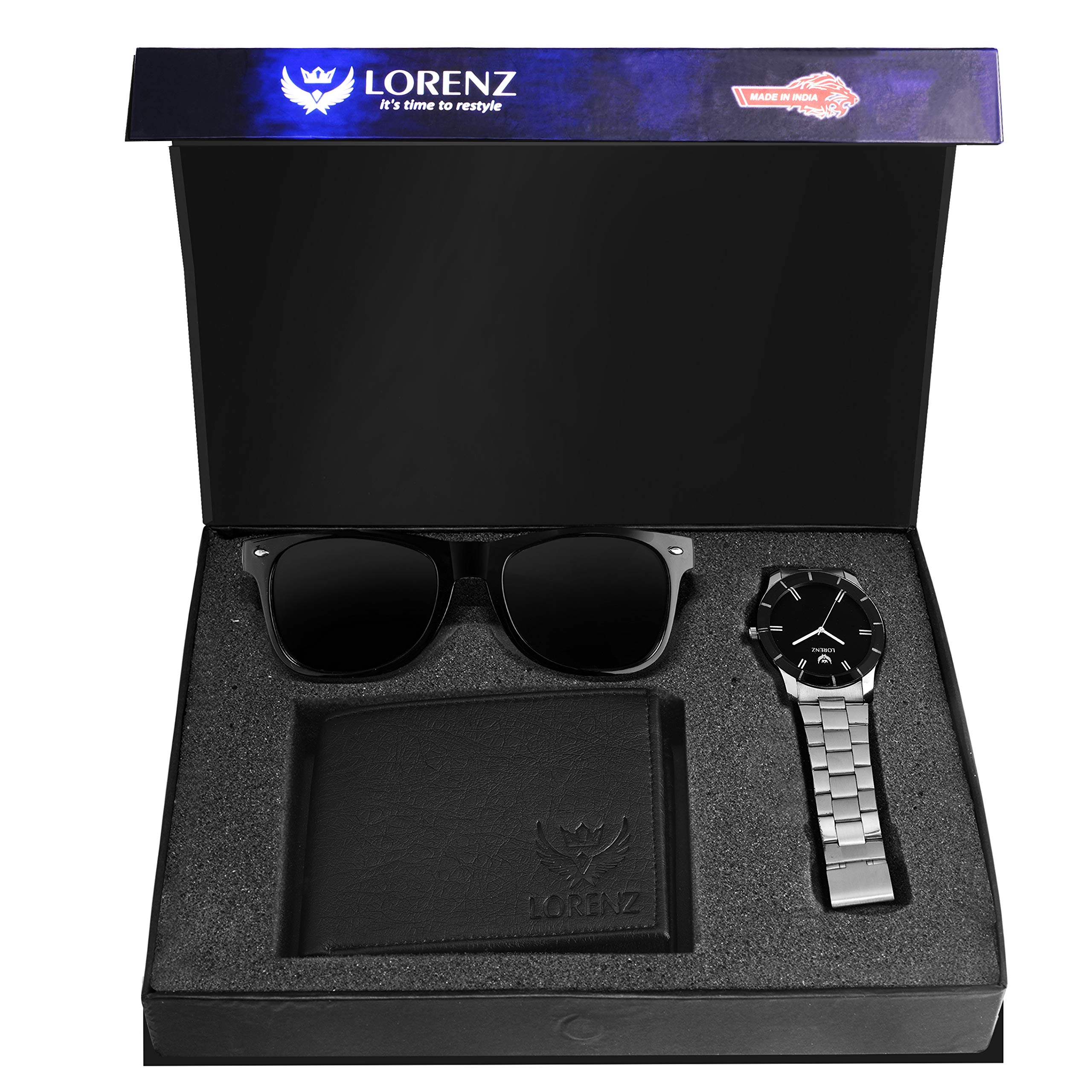 LORENZ Stainless Steel Combo Of Analog Black Dial Watch, Wallet And Black Sunglasses For Men- Cm-1066Sn-Wl-Blk (B07CF77QPS) Amazon Price History, Amazon Price Tracker