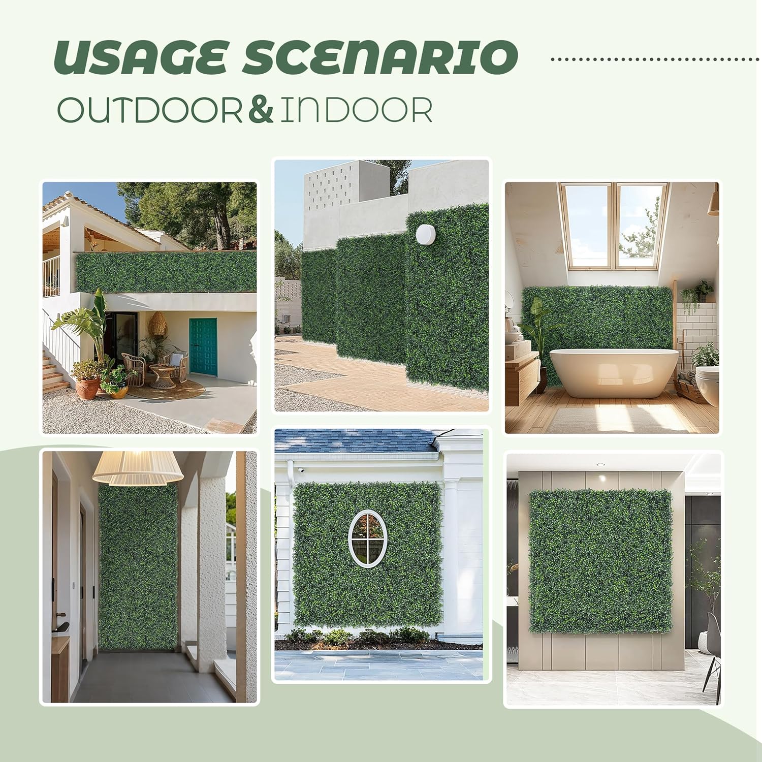 TTTM Artificial Boxwood Hedge Roll: 60"x120" UV-Resistant Faux Green Ivy Leaves Grass Wall Panel Fence for Indoor/Outdoor Privacy Screen, Wedding Backdrops, and Home Greenery Wall Decor