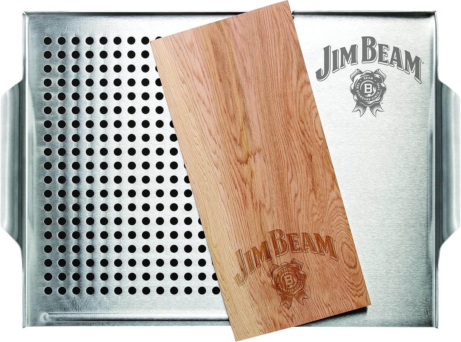 Jim Beam Cedar Plank Grill Topper Set Silver Accessory JB0162