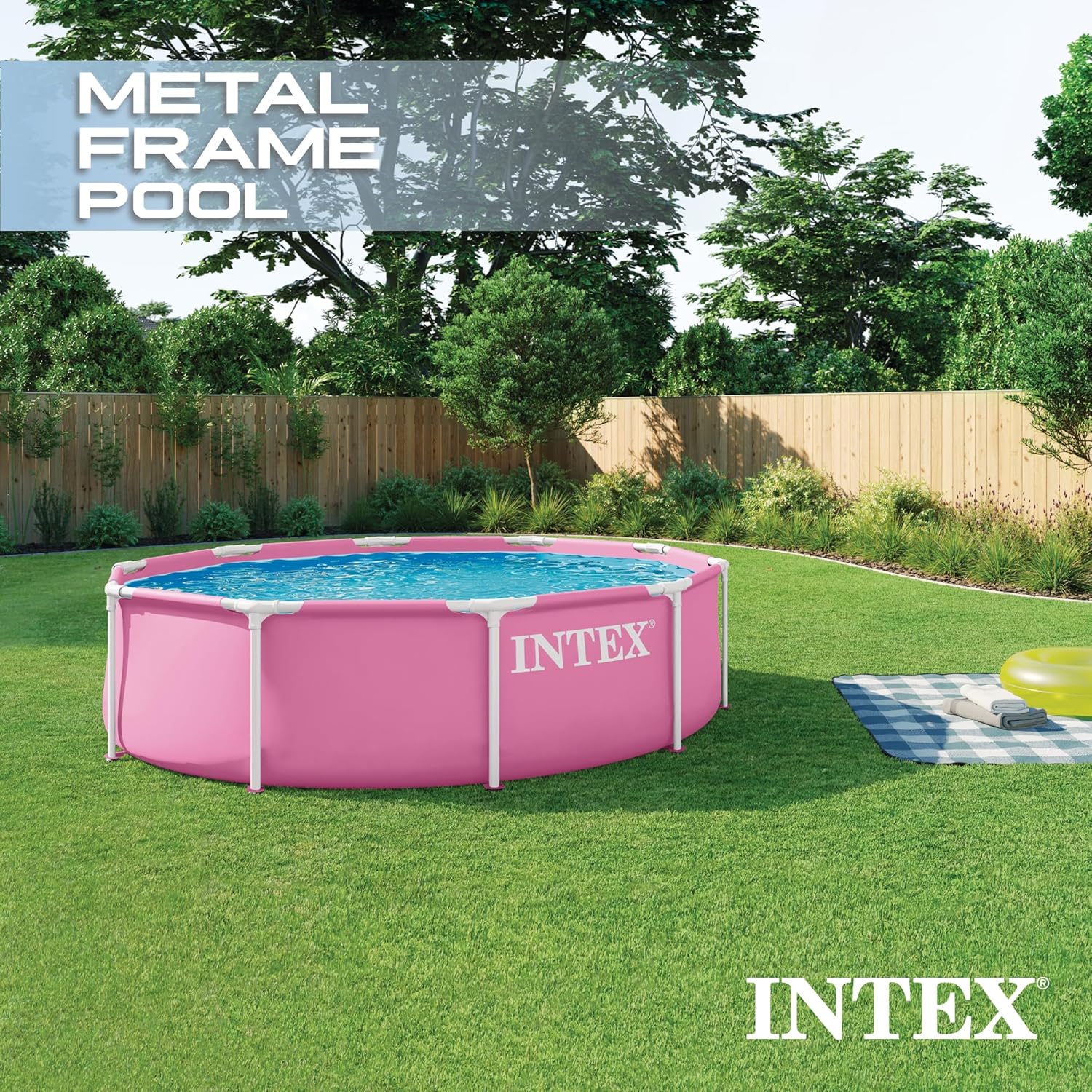 INTEX Above-Ground Swimming Pool, Round Frame 10ft x 30in Outdoor Backyard Pool - Quick and Easy Set Up - for Ages 6 and Up, Pink