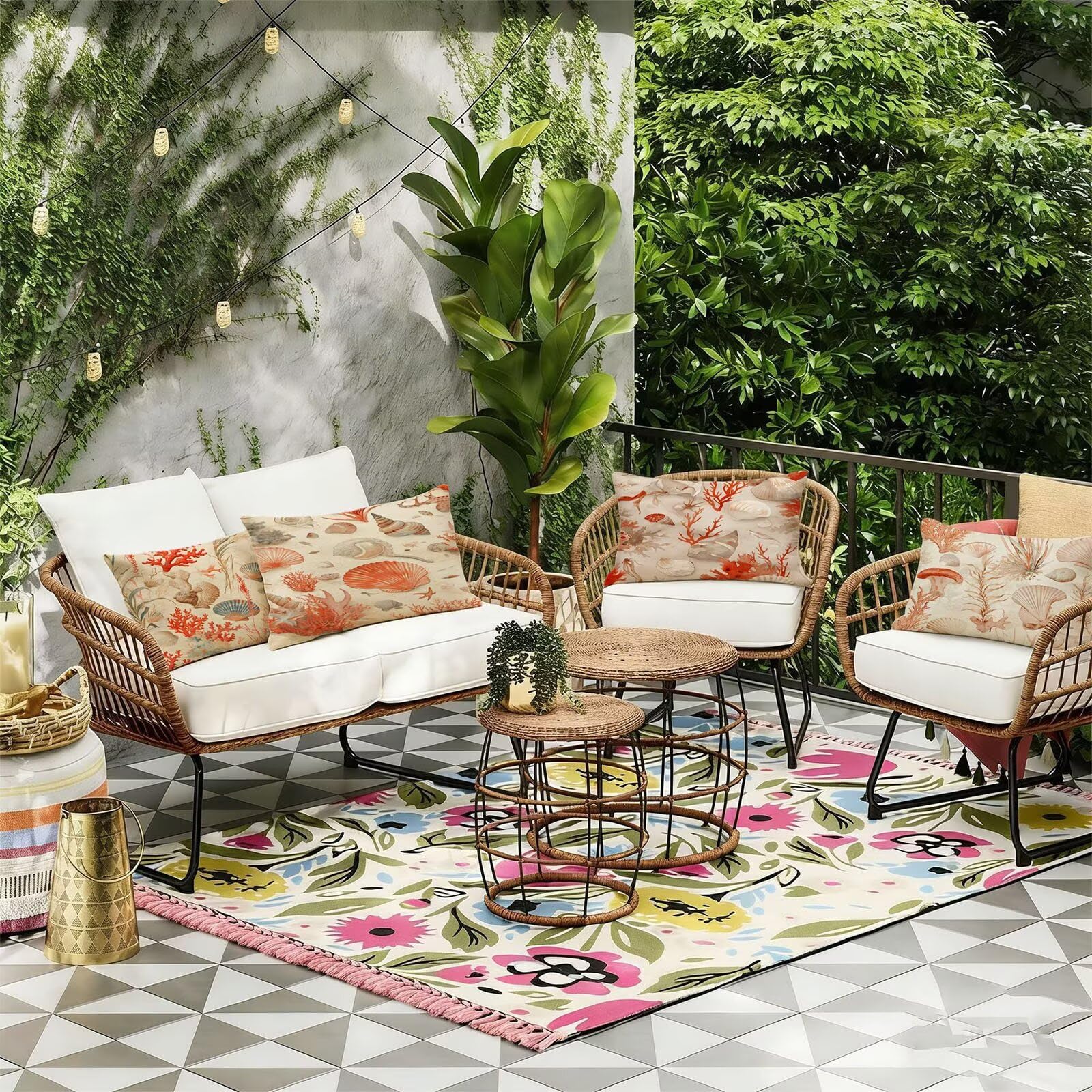 Generisch Outdoor Kissen Wetterfest 30x50cm Beige Dekokissen Kissenbezüge HüLse Kissenhülle Sommer Sofakissen für Wohnzimmer Schlafzimmer Garten Dekorative 4er Set. R-6424