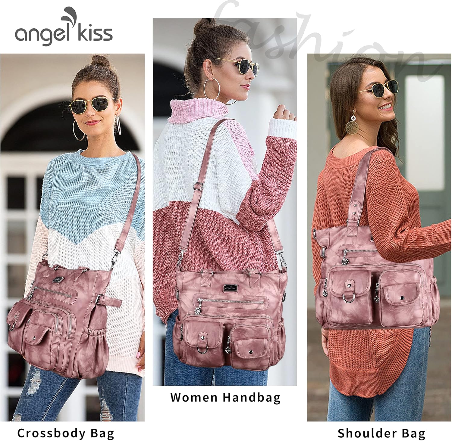 Angelkiss Purses Handbags for Women PU Tote Satchel Bags for Women Pockets Shoulder Bags… | PU, Bags, Pockets
