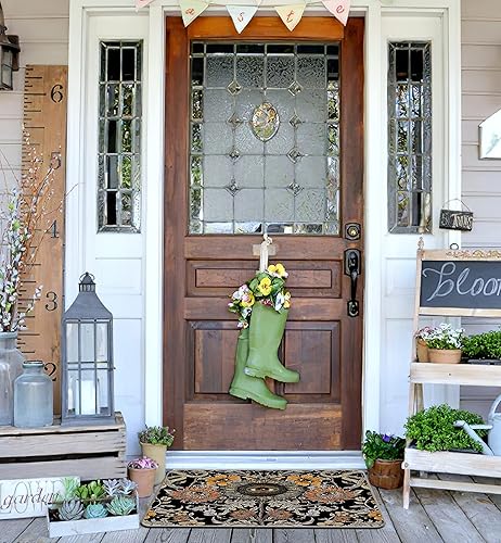 Miniatura 4 de Tapete psicodélico de girasol para puerta de entrada de 17 x 30 pulgadas, decoración de serpiente, hippy floral, gótico, hippy, arte de serpiente