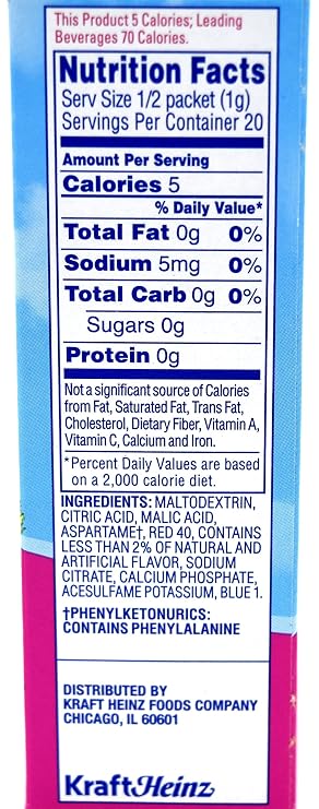 Crystal Light On-The-Go Drink Mix Packets, Sugar Free Powdered Water Enhancer, Artificially Flavored Low Calorie Beverage Mix, Raspberry Ice, 0.06 Ounce Packets, 10 Count (Pack of 1)