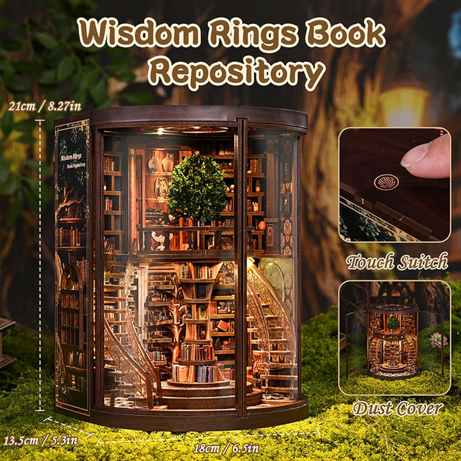 ISSEVE Book Nook Kits for Adults, Library Booknook Kit DIY Miniature Dollhouse Book Nooks, 3D Wooden Puzzle Model Creative Bookshelf Home Decoration Adult Crafts Kits Gift (Wisdom Book Repository)