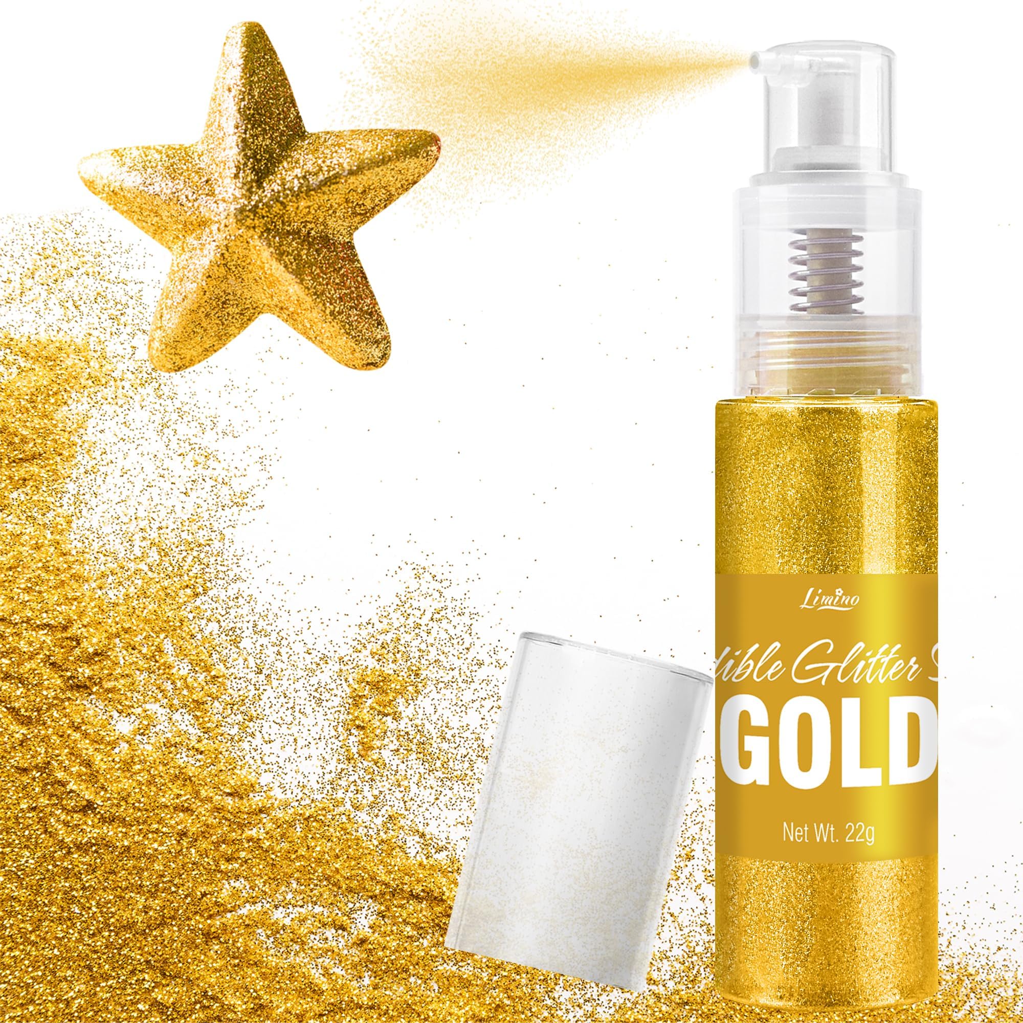 Edible Glitter Spray - 22g Edible Luster Dust Metallic Food Grade Glitter for Drinks, Cake Decorating, Baking - Edible Food Coloring Powder Shimmer Glitter for Cocktail, Icing, Candy (Gold)