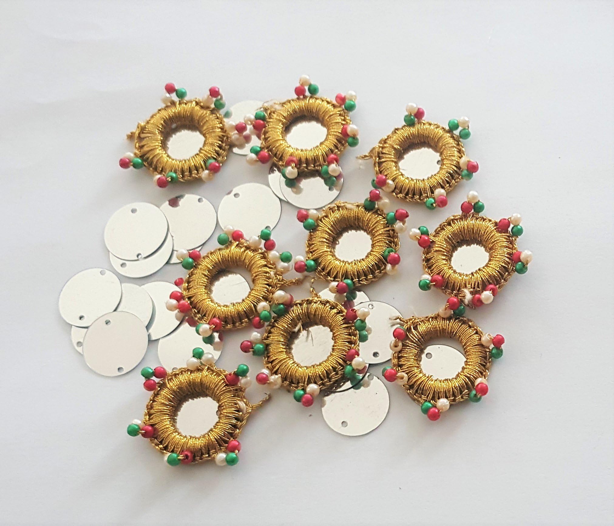30 Gold Beaded Crochet Mirror Surrounds/RIMS flat backed 2 Sew or Glue 4 Card Craft