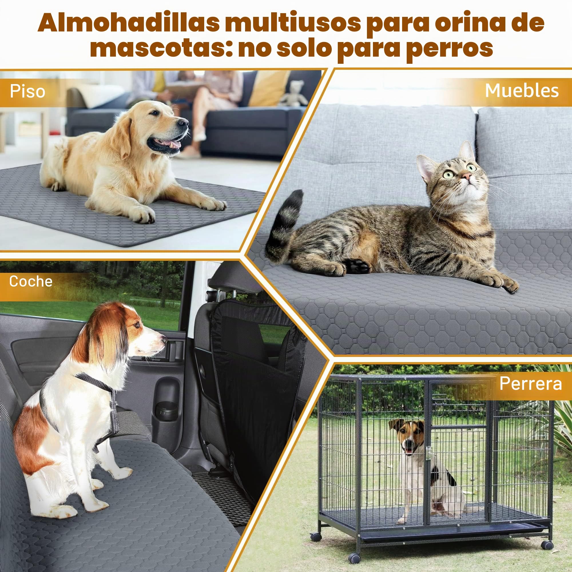 Almohadillas reutilizables para entrenamiento de perros, 2 unidades, almohadillas de entrenamiento lavables para cachorros, súper absorbentes, impermeables, almohadillas para orinar para perros