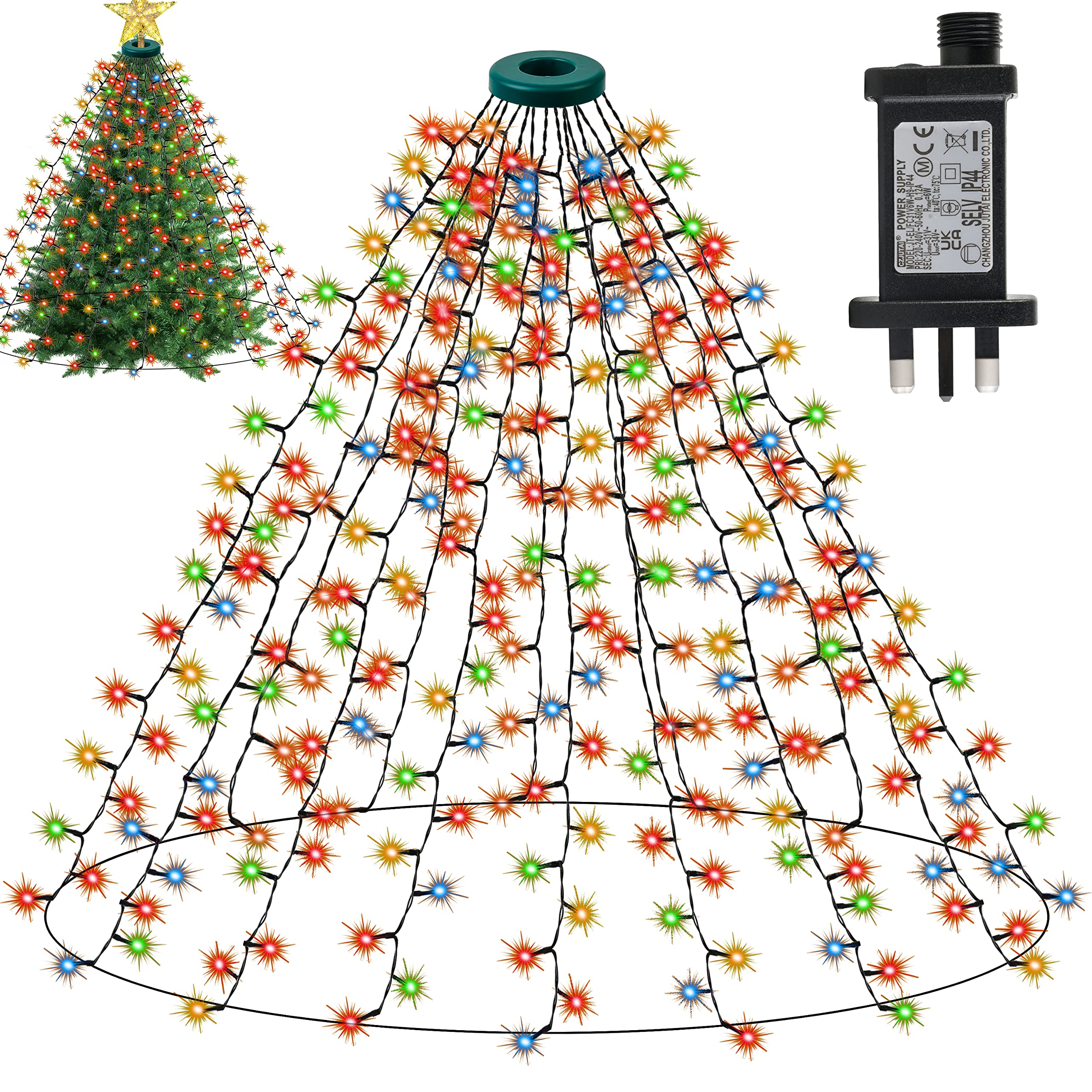 NiUB5 Christmas Tree Lights - Fairy Lights, Christmas Lights Indoor with 6.6 FT 16 String Lights 400 LED for Christmas Decorations
