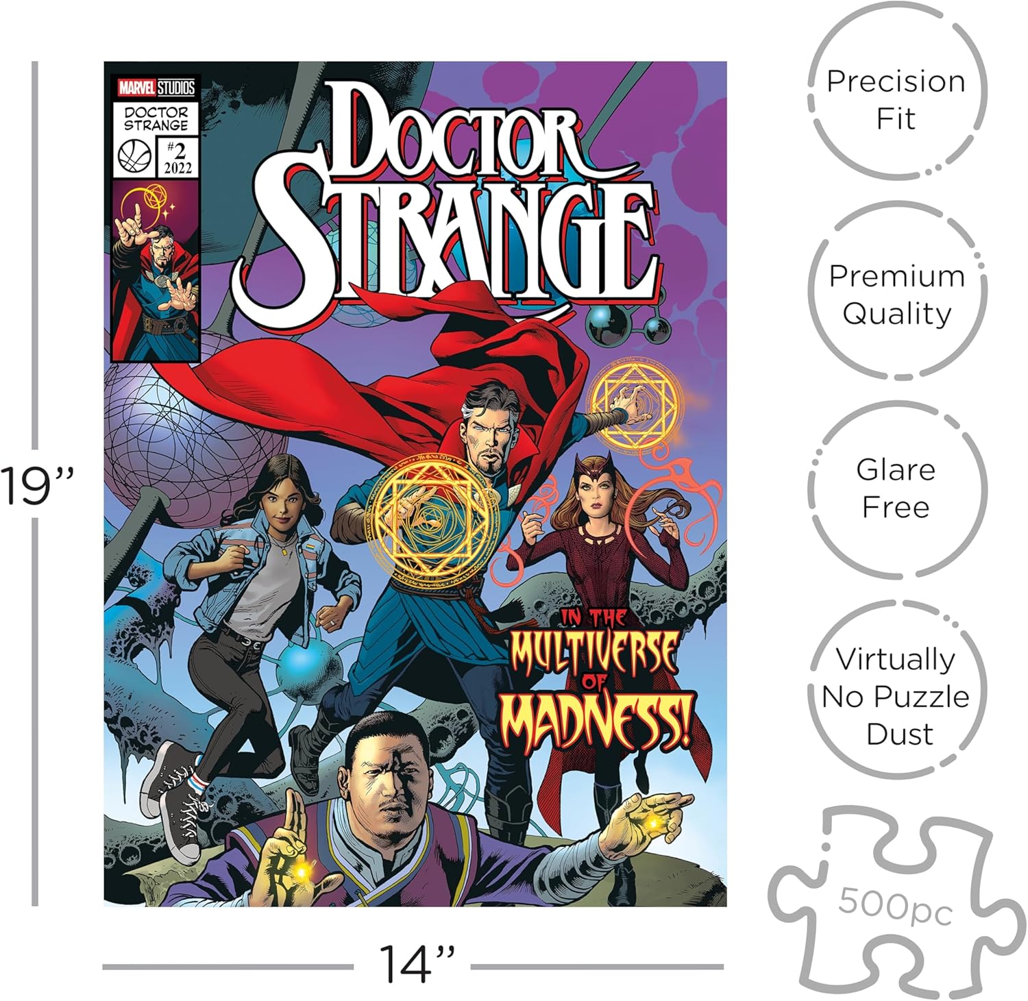 AQUARIUS Marvel - Doctor Strange (500 Piece Jigsaw Puzzle) - Glare Free - Precision Fit - Officially Licensed Marvel Comics Merchandise & Collectibles - 14x19 Inches