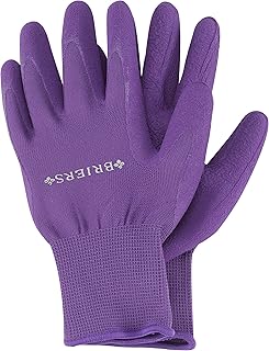 1x Pair Briers Purple Comfi Grip Multi Task Gardening Gloves Water Resistant Elasticated Cuff Stretch Fit Garden waterproof Gardening Gloves Size M
