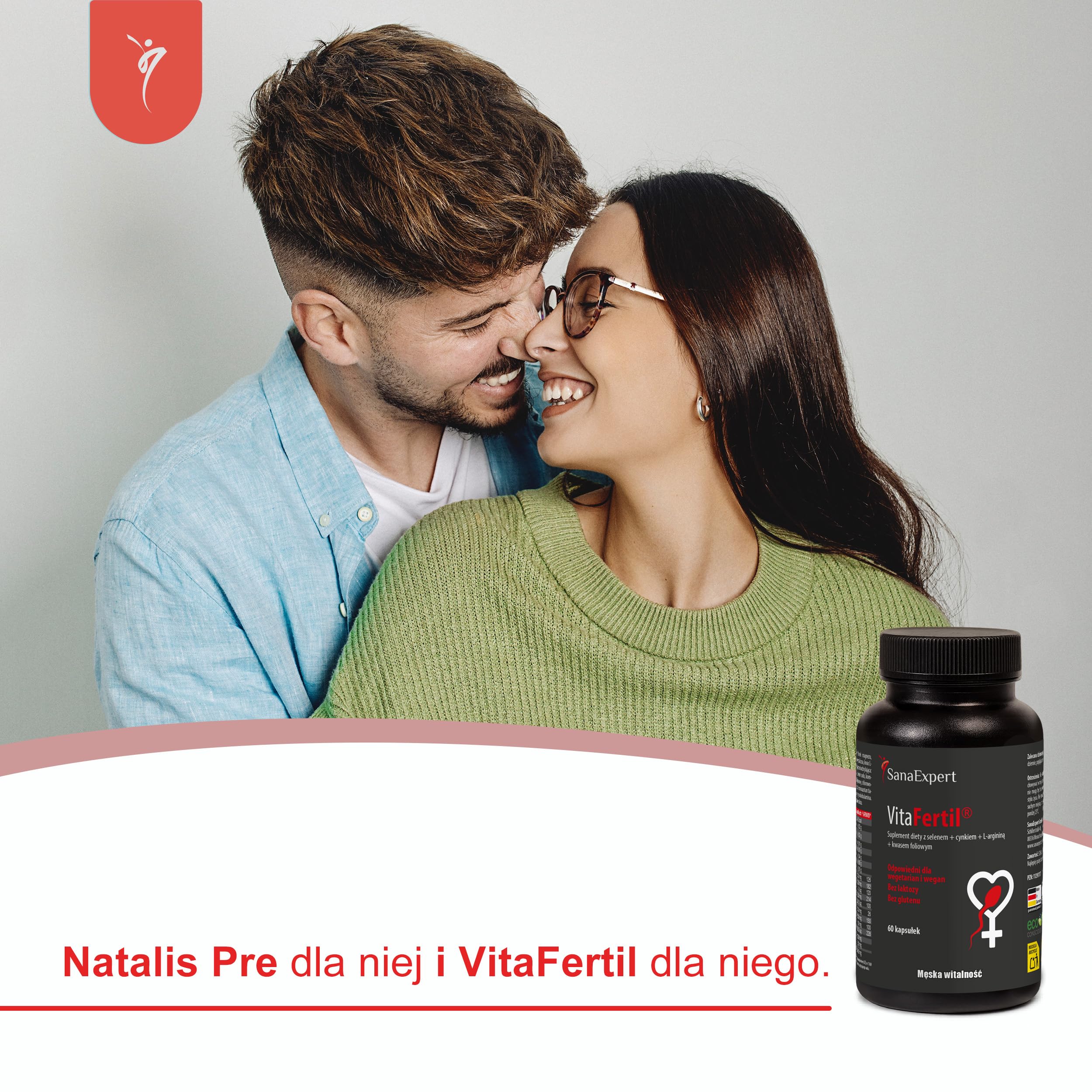 SanaExpert VitaFertil – suplement diety dla mężczyzn – z L-argininą, cynkiem i niezbędnymi witaminami – 60 kapsułek – wyprodukowano w Niemczech