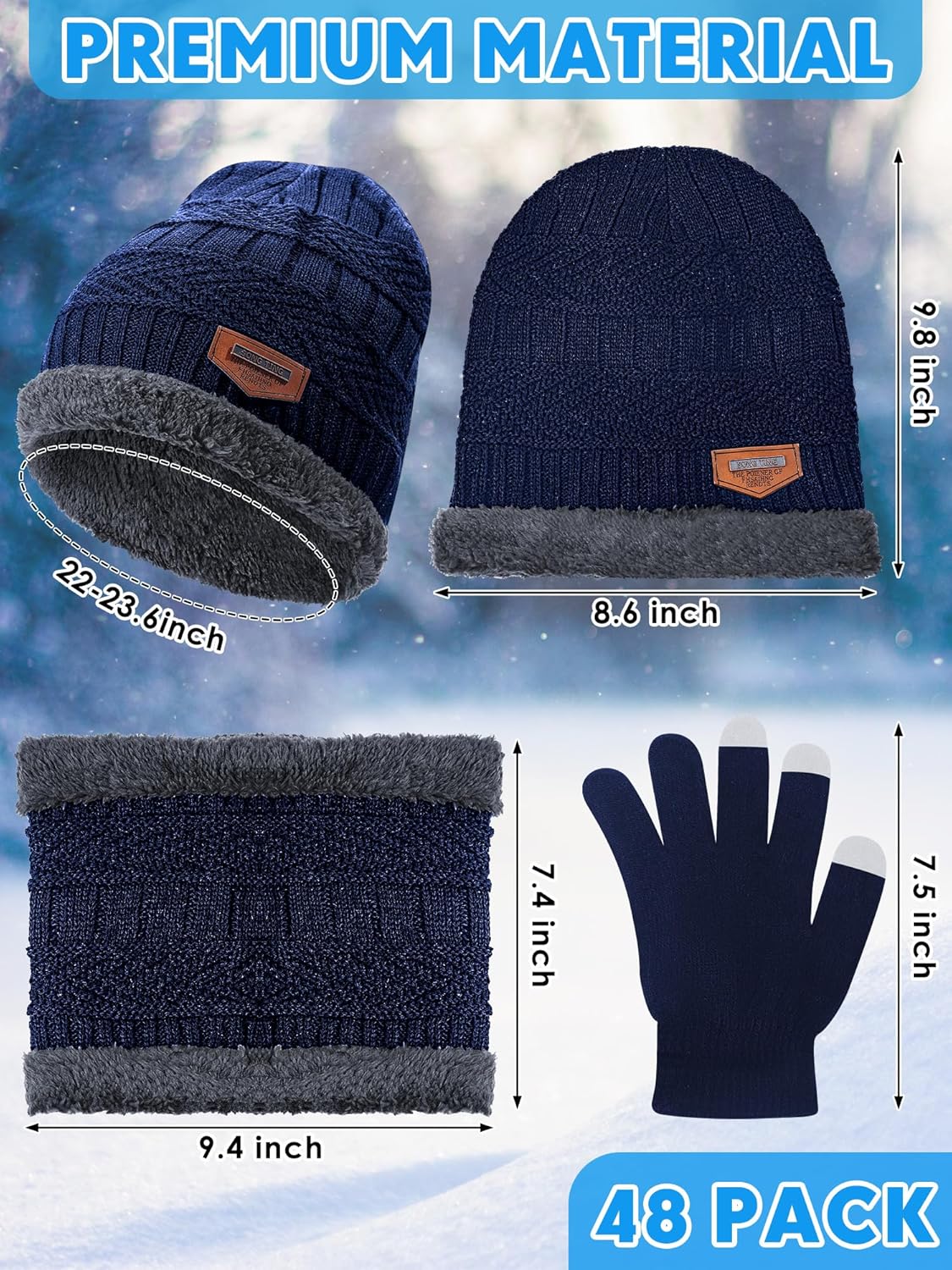 Liitrsh Winter Hats Gloves and Scarves Bulk for Homeless Fleece Lined Beanie Gloves Neck Warmer for Women Men - Image 2