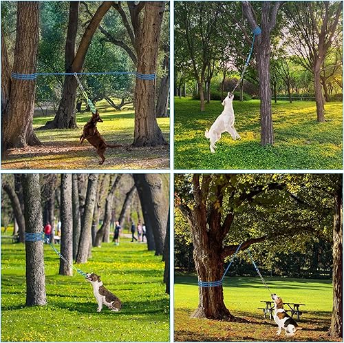 Miniatura 4 de SubClap Juguete retráctil para perros con cuerda de 32.8 pies y poste de resorte y 2 juguetes de cuerda para masticar Pitbull, mediano a grande,
