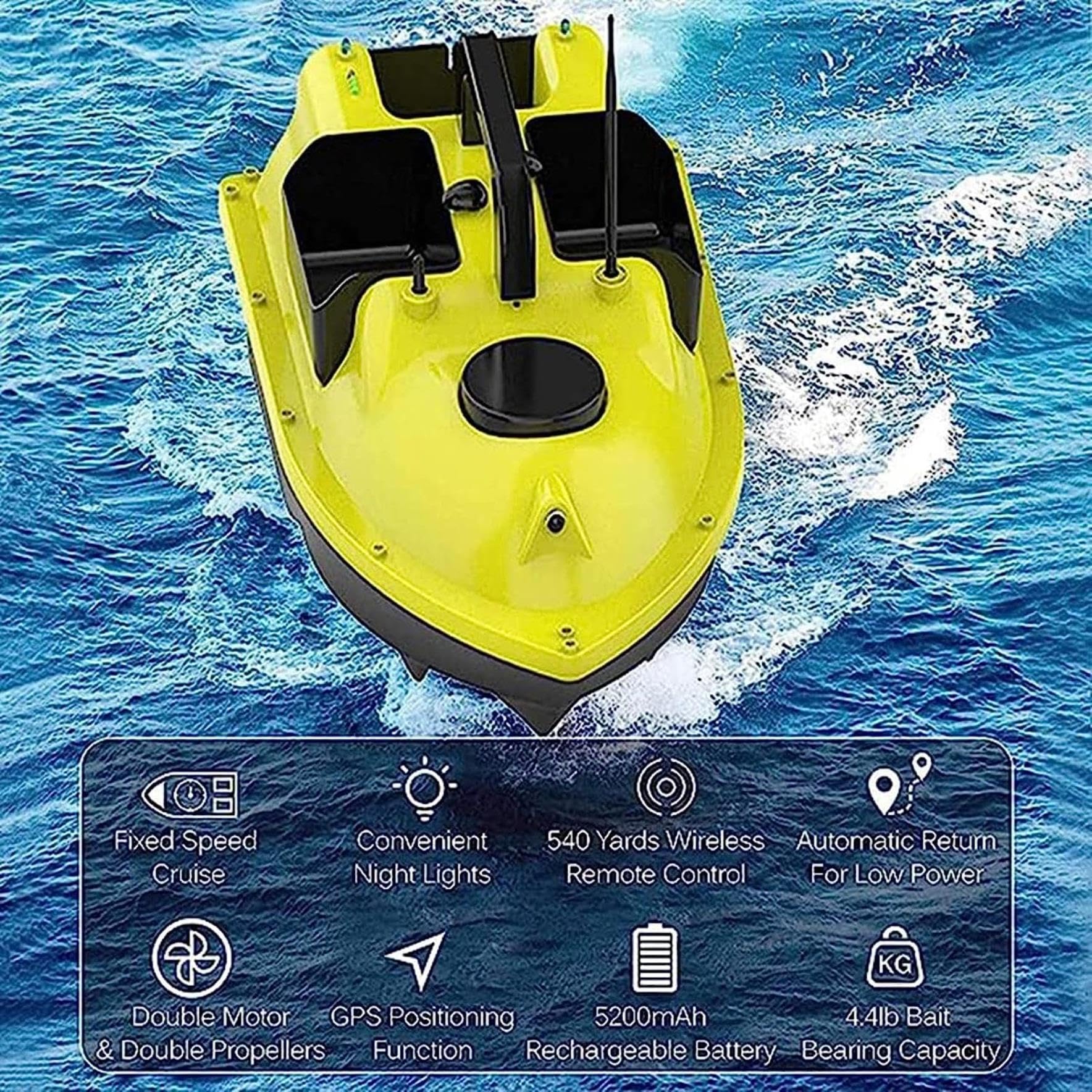 Łódź zdalnie sterowana, łodzie wędkarskie RC, bezprzewodowa łódź rybacka RC, łódź zdalnie sterowana z ulepszonymi 3 tacami na przynęty, pozycjonowanie GPS