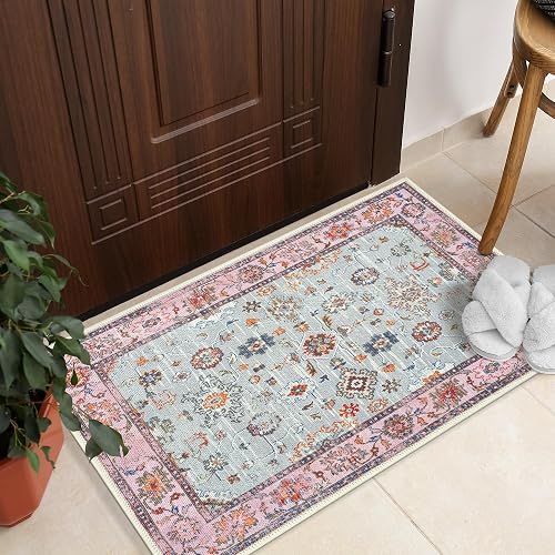 GLN Rugs Traditional - Ayder - Machine Washable Area Rug, Vintage Washable, Non 