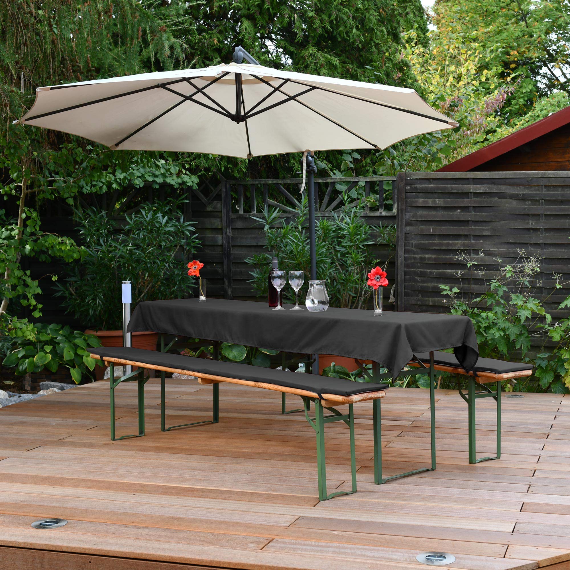 Beautissu Set birreria: 1 tovaglia 240x90cm & 2 Cuscini per panche Comfort XS - per sagre ristorazione ricevimenti Catering - Antracite