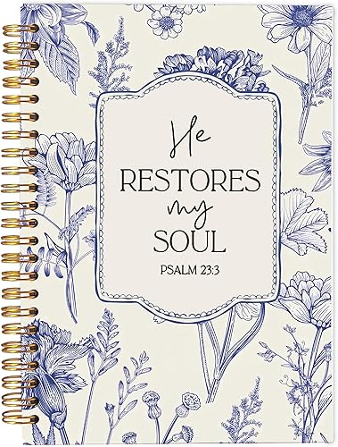 Miniatura 22 de Cuaderno Cristiano para Mujeres, Diario de Regalo de Arte Cristiano, Diario de Oración para Mujeres, Cuaderno de Diario Bíblico, PSALM 23:3 Él