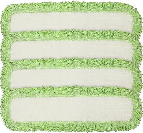 Recambio de almohadilla de fregona seca de microfibra comercial, 24 en verde, paquete de 4