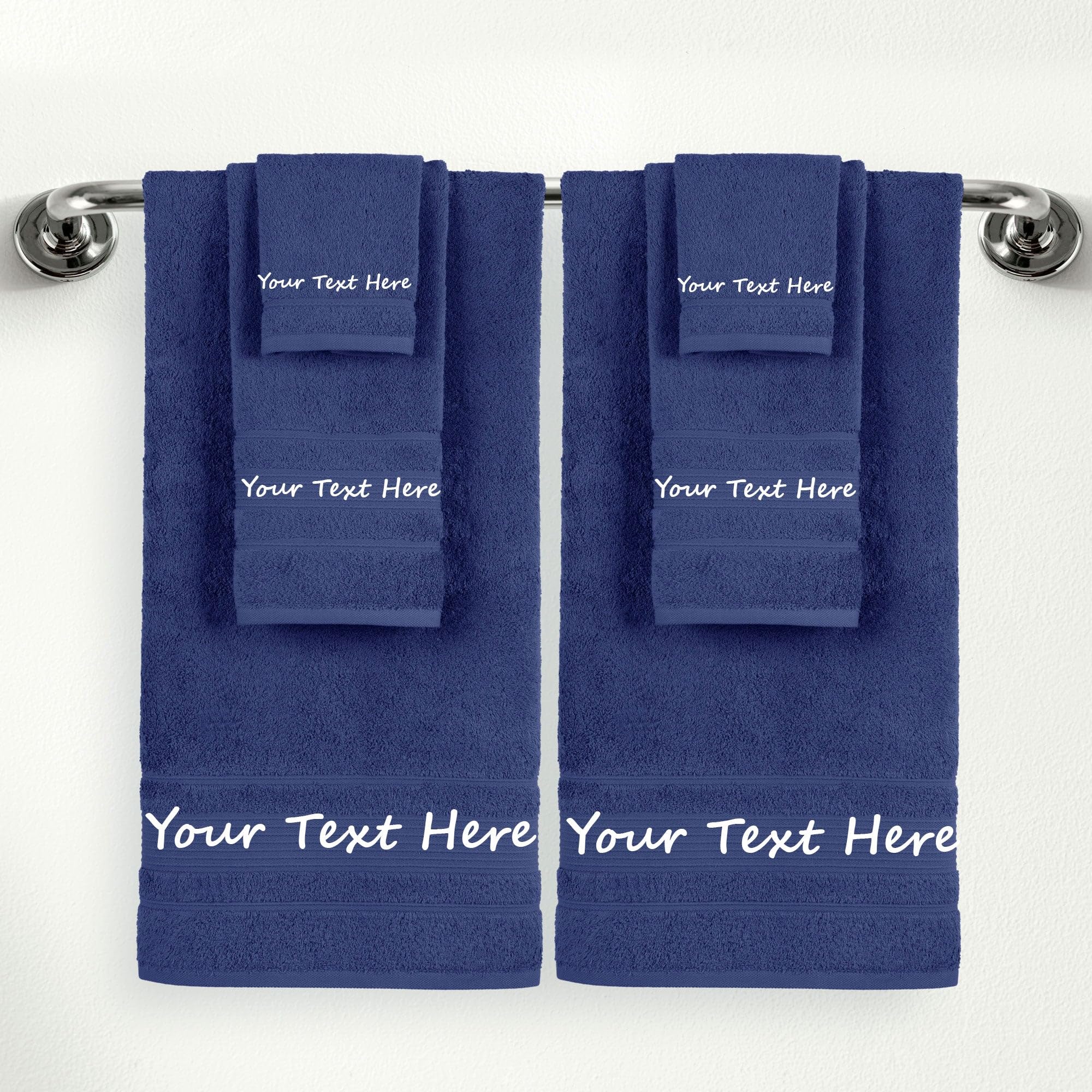 Personalized Custom 6-Piece Towel Set – Bath, Hand & Washcloth – 100% Cotton, Soft & Absorbent – Embroidered Name or Monogram – Hotel Towels for