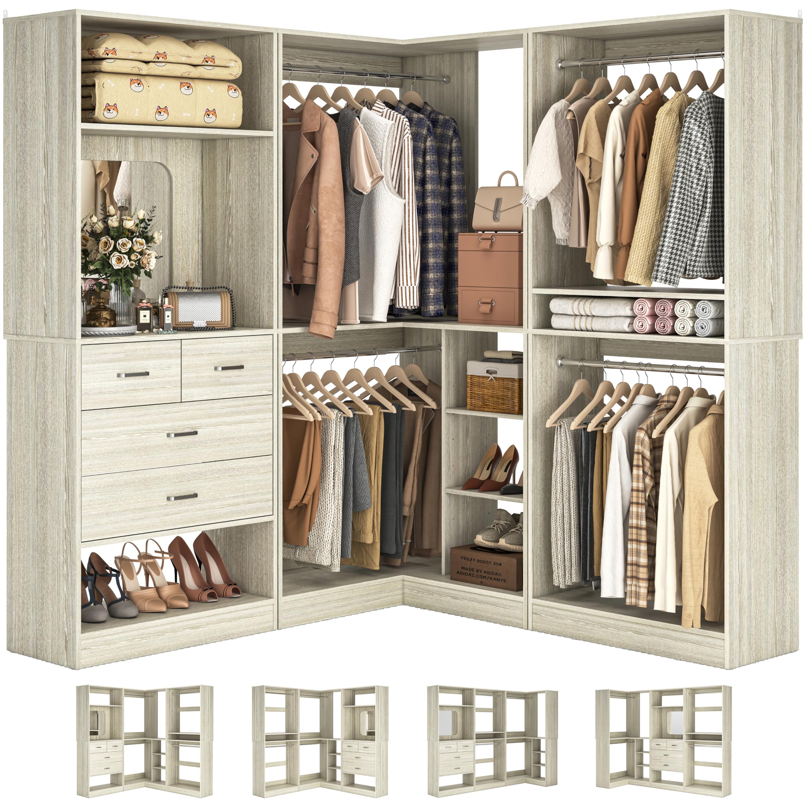 【CUTE★CLOSET 】 Amazon.com: Unikito 86 Inch Closet System, 3 Sets Corner Closets