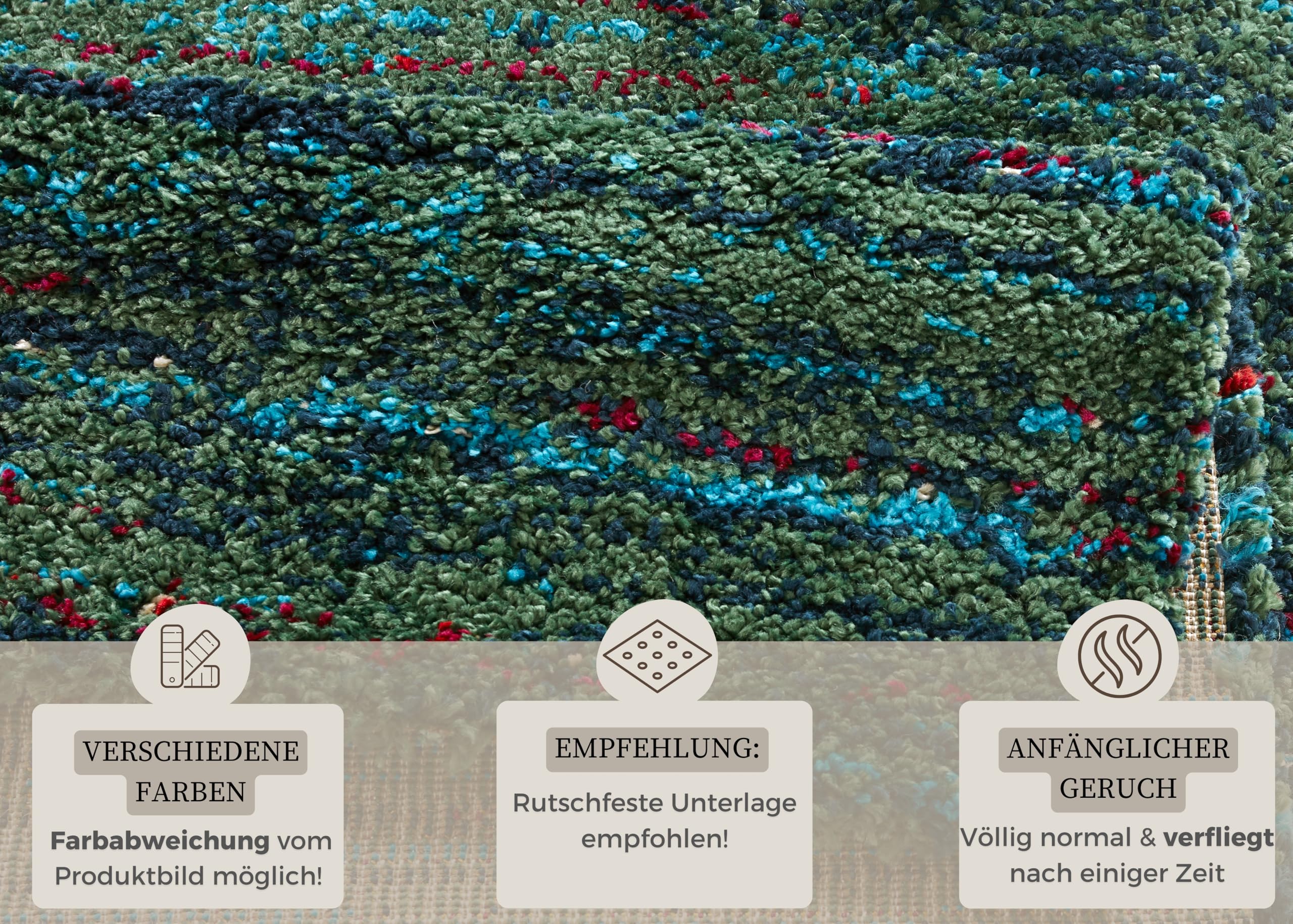 Chic Tapis de Salon, à Poils Longs, Doux et Moelleux, Shaggy Flokati, bohème, Motif à Rayures chiné, pour Chambre d'enfant, Chambre à Coucher, Cuisine, Couloir, Vert, 160 x 230 cm