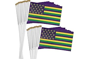 EBaokuup 20 Pack Mardi Gras Stick Flag for Trailers