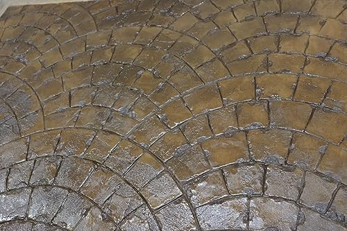 Miniatura 7 de Juego de sellos de hormigón con abanico romano, patrón clásico de adoquines, tapetes texturizados de poliuretano resistentes, detalles realistas (9
