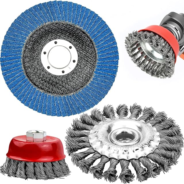 3 Pieces Wire Brush Angle Grinder with 4.5 Inch Sanding Disc, Twist Knot Wire Brush Set Kit for Cleaning and Sanding Fit for 115mm Angle Grinder