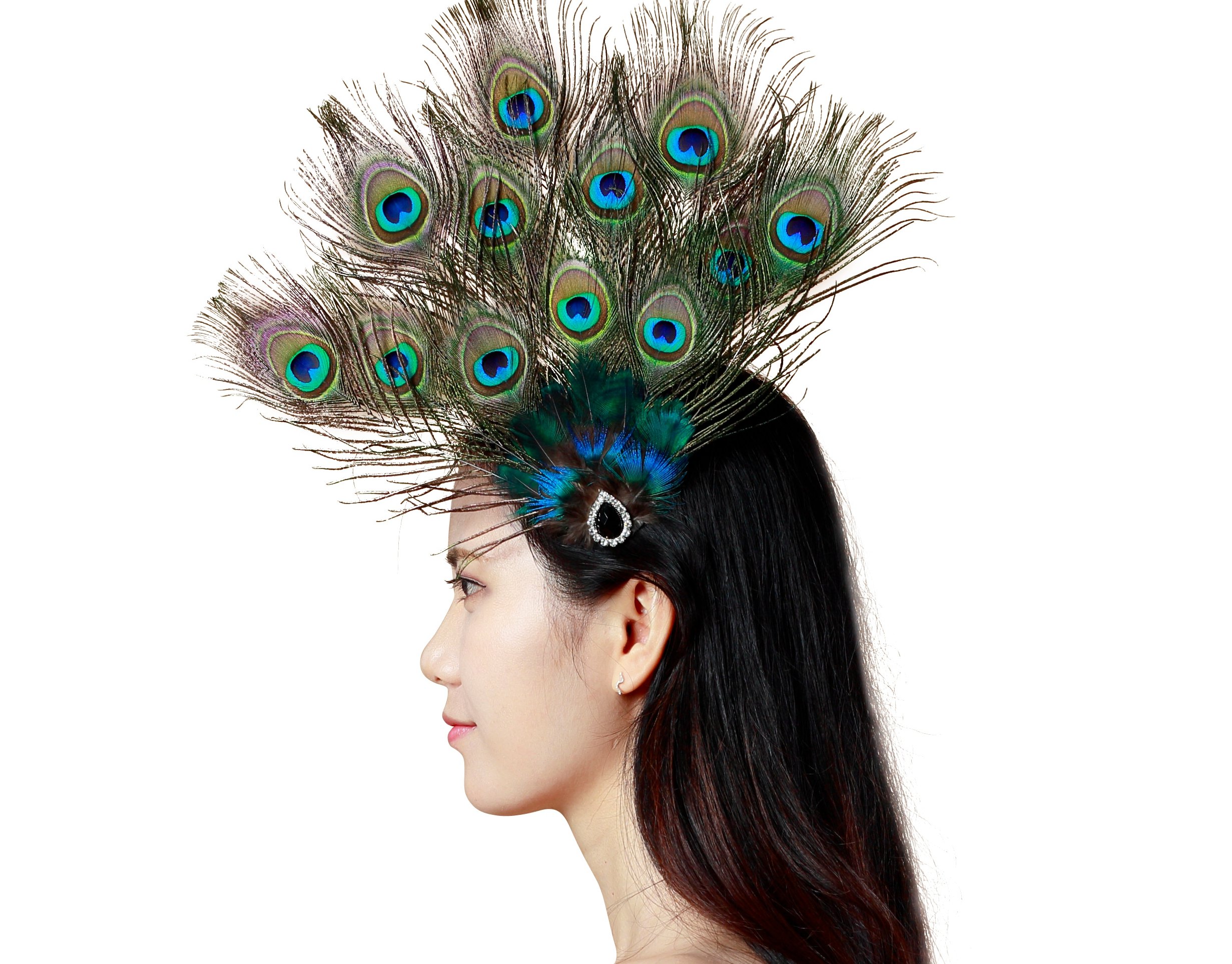 XINRUIHandmade Feather Peacock Costume Hair Clip with Feather and Pearl Hat Accessory