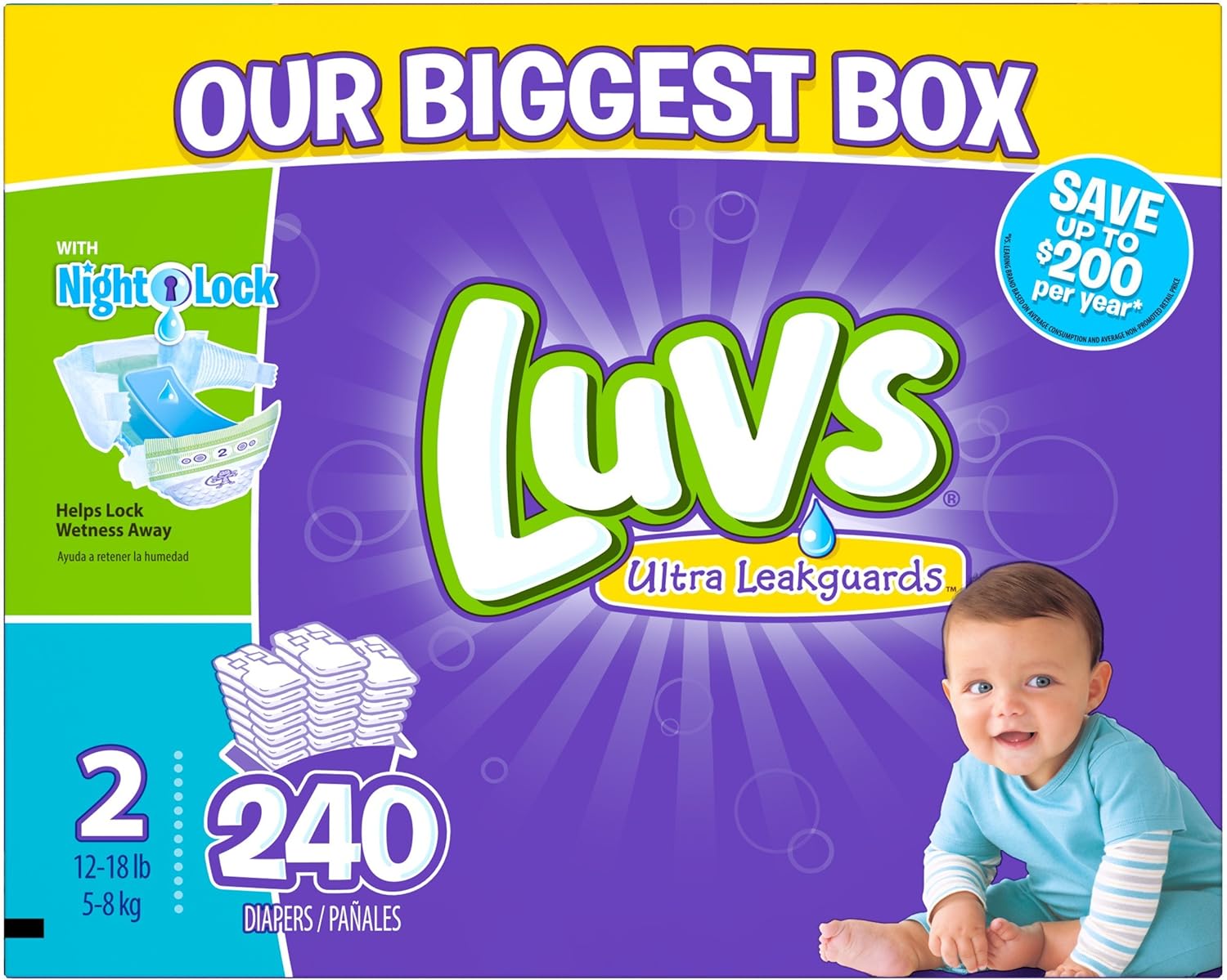Luvs Ultra Leakguards Diapers Size 2, 240 Count