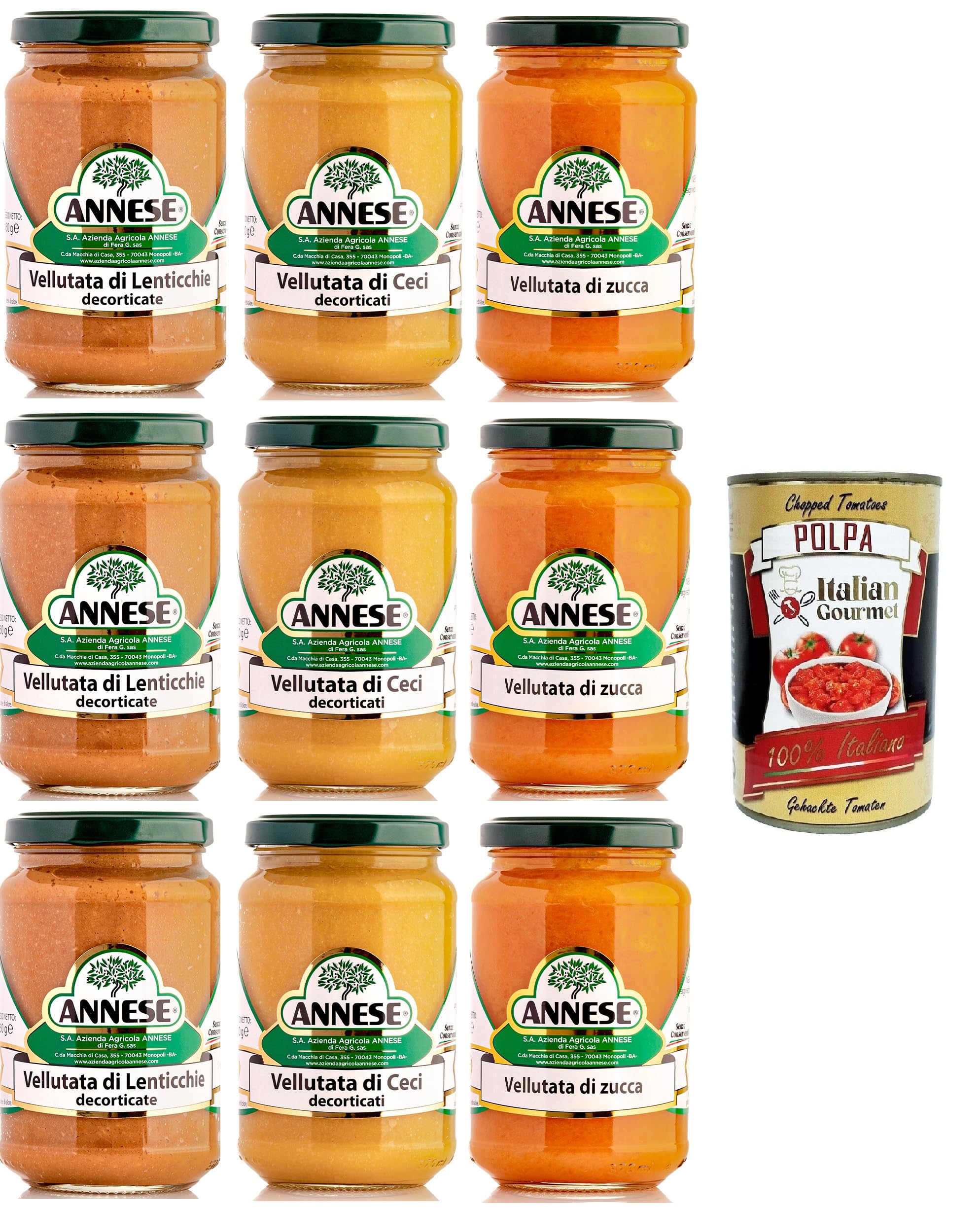 Italian Gourmet Testpaket Vellutata di Lenticchie Ceci Zucca 9 x 360g Suppe