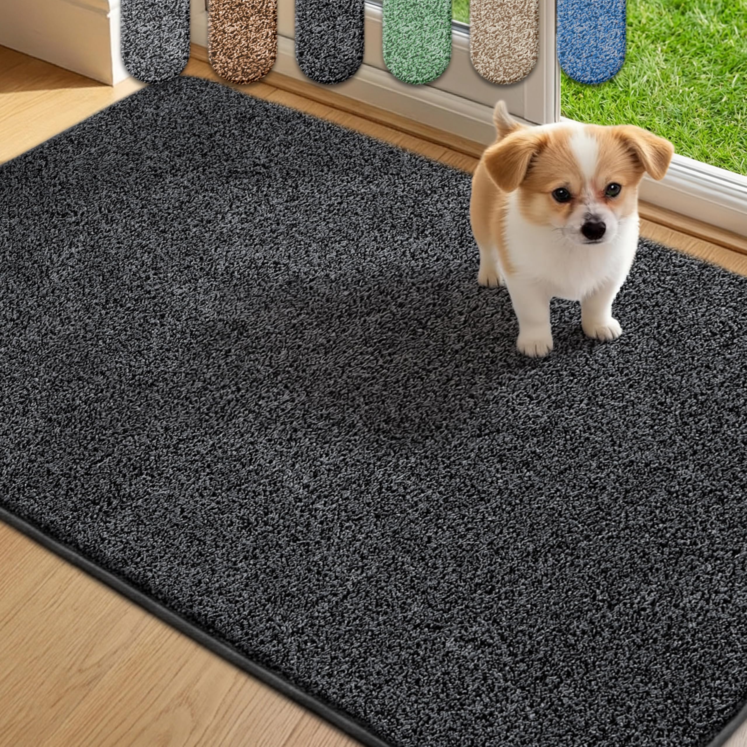 Mibao SoftStep Luxus Schmutzfangmatte 50x80 cm – Waschmaschinenfeste Fußmatte für Innen, rutschfest & Saugstark – Geeignet für Haustür und Flur – Schwarz