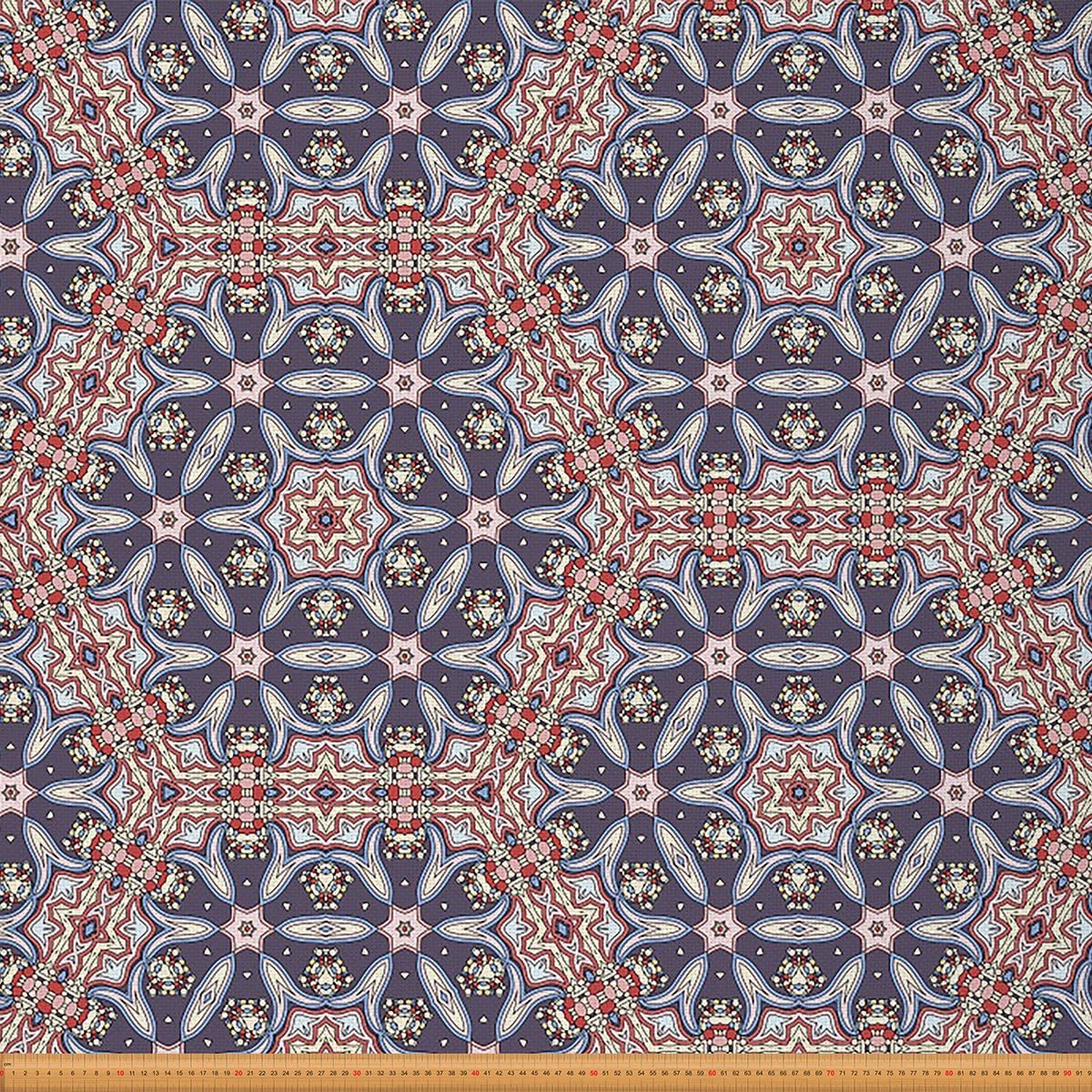 Abstract Floral Geometric Fabric by The Yard Exotic Ethnic Theme Upholstery Fabric for Chairs and Home DIY Projects Colorful Flowers Decorative Waterproof Fabric 3 Yards,(L276*W150cm)
