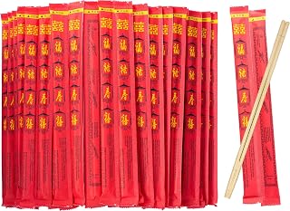 52USA Disposable Bamboo Chopsticks 100 Pairs 9 Inch UV Treated Individually Wrapped Bulk for Sushi Noodles